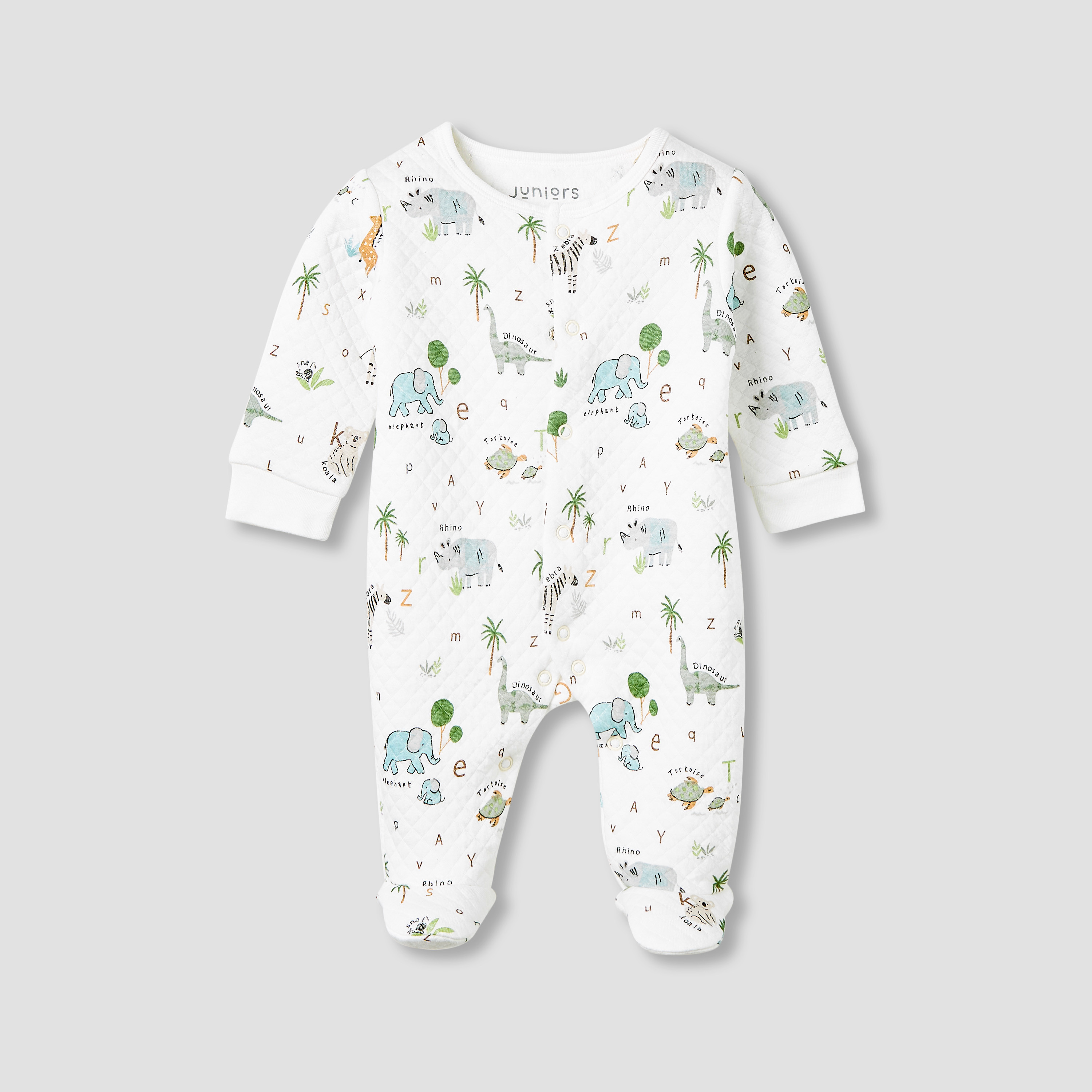 Juniors Round Neck Closed Foot Sleepsuit with Safari Print - Cotton - Long Sleeves - Set of 2-baby-boys-clothing-nightwear-sleepsuits-image-3