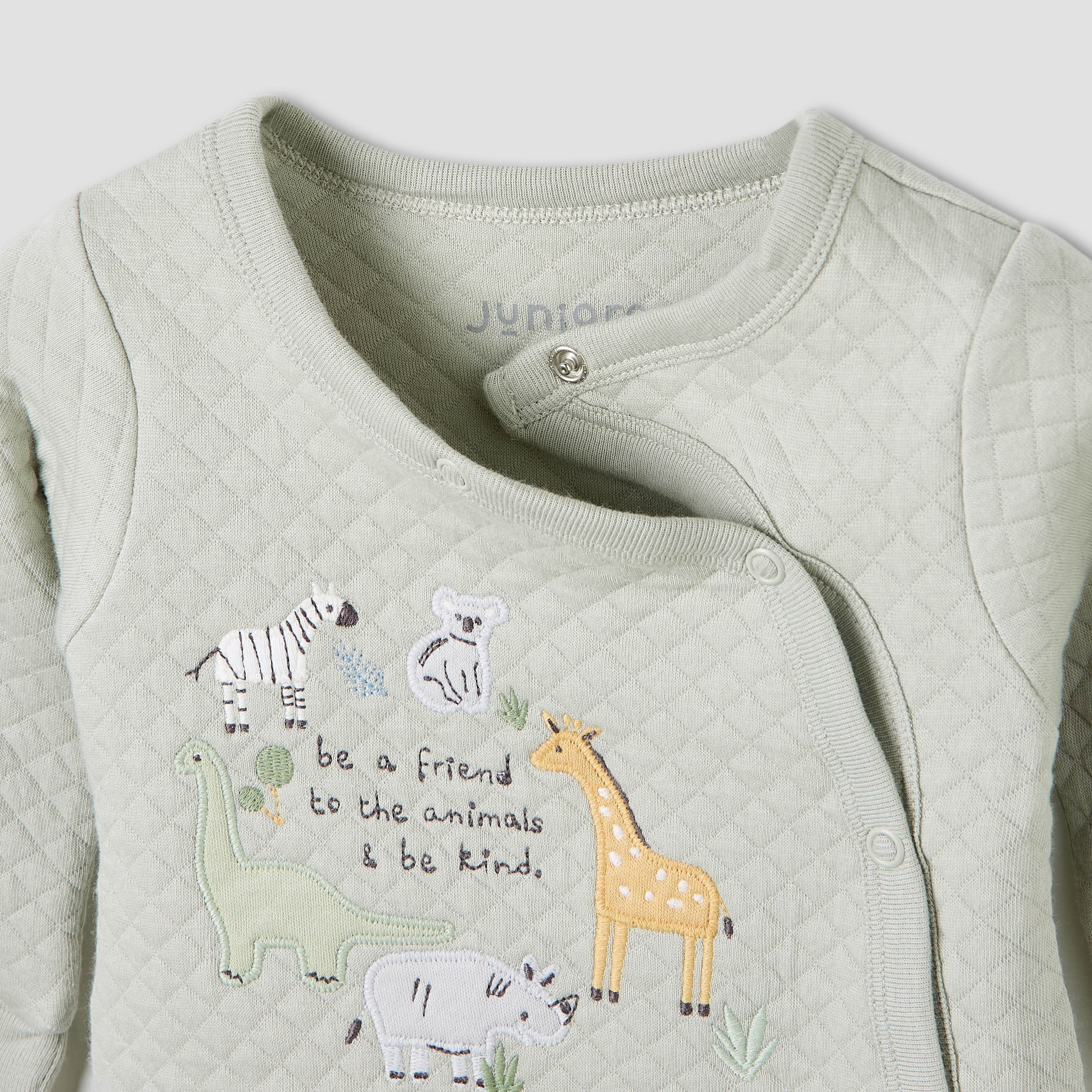 Juniors Round Neck Closed Foot Sleepsuit with Safari Print - Cotton - Long Sleeves - Set of 2-baby-boys-clothing-nightwear-sleepsuits-image-4