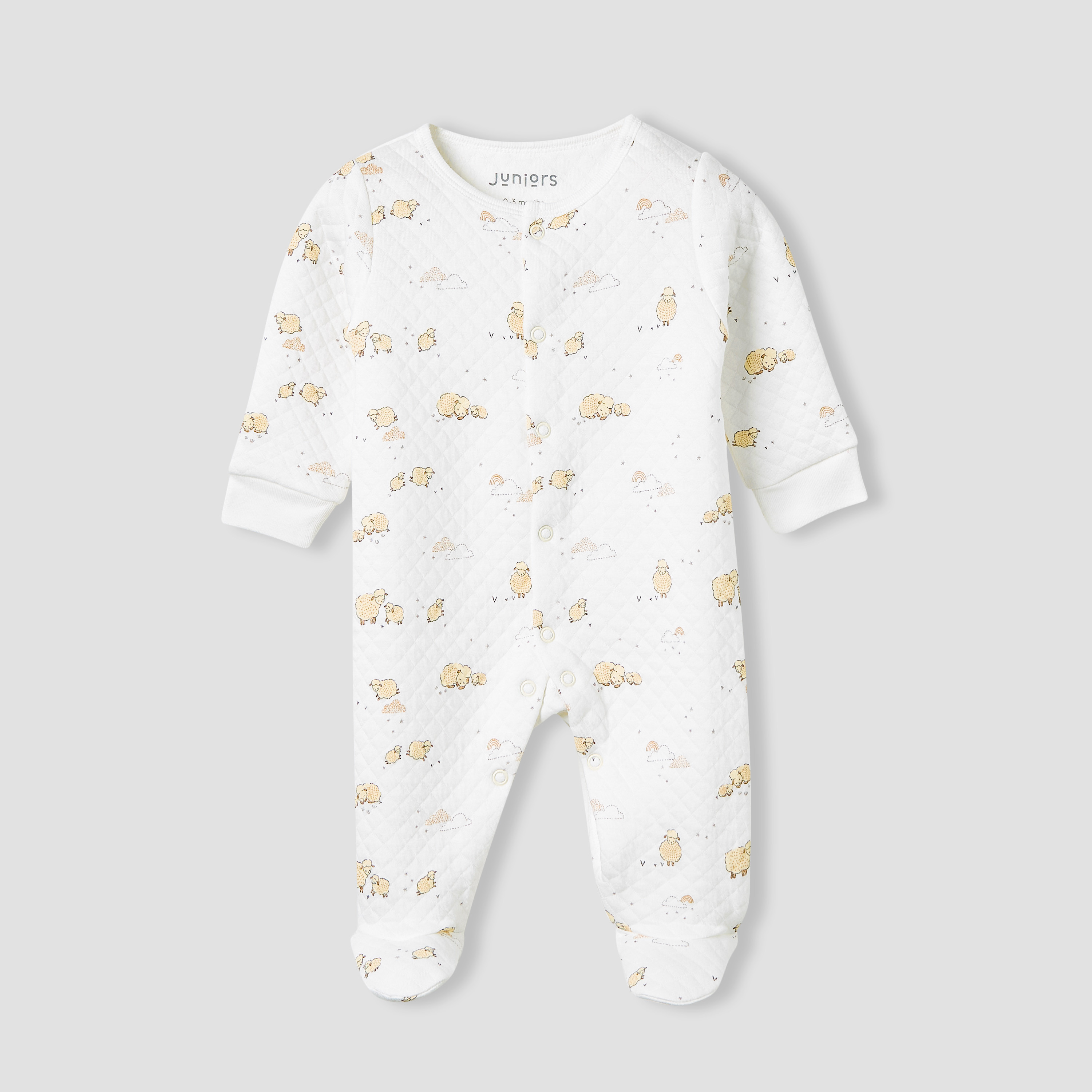 Juniors Round Neck Sleepsuit with Sheep Print - Cotton - Long Sleeves - Set of 2-baby-girls-clothing-nightwear-sleepsuits-image-3