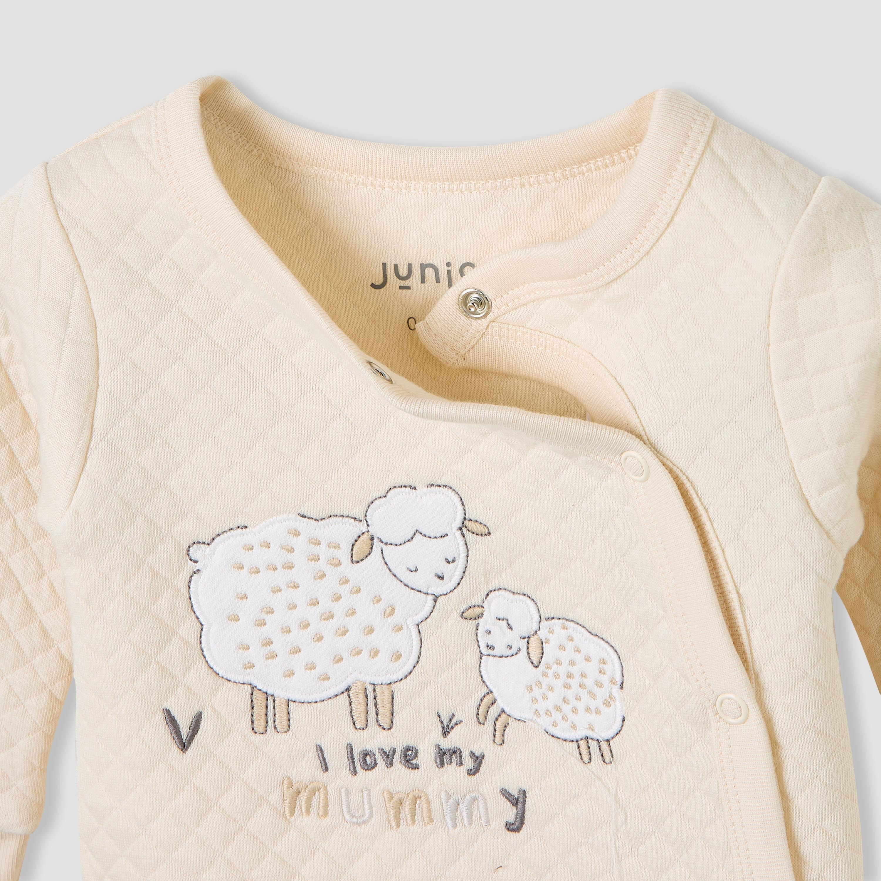 Juniors Round Neck Sleepsuit with Sheep Print - Cotton - Long Sleeves - Set of 2-baby-girls-clothing-nightwear-sleepsuits-image-4