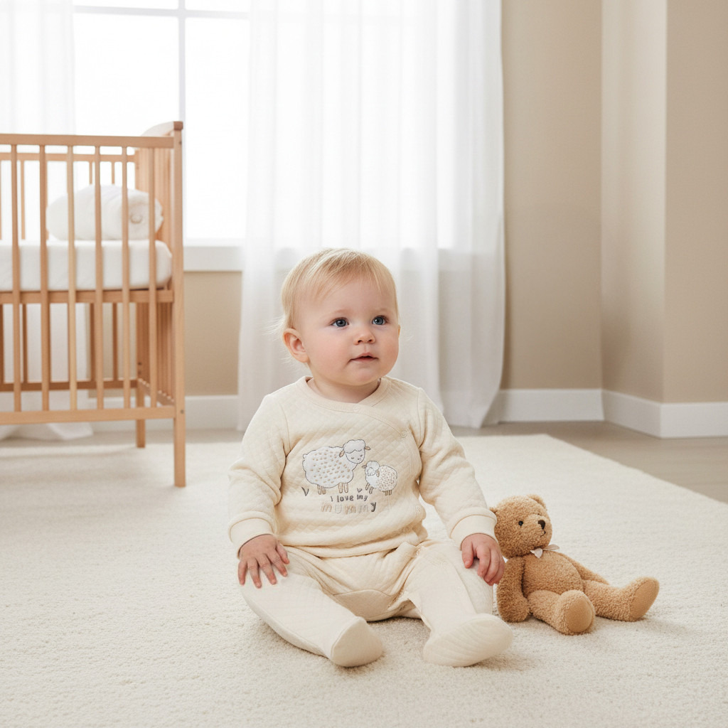 Juniors Round Neck Sleepsuit with Sheep Print - Cotton - Long Sleeves - Set of 2-baby-girls-clothing-nightwear-sleepsuits-image-6