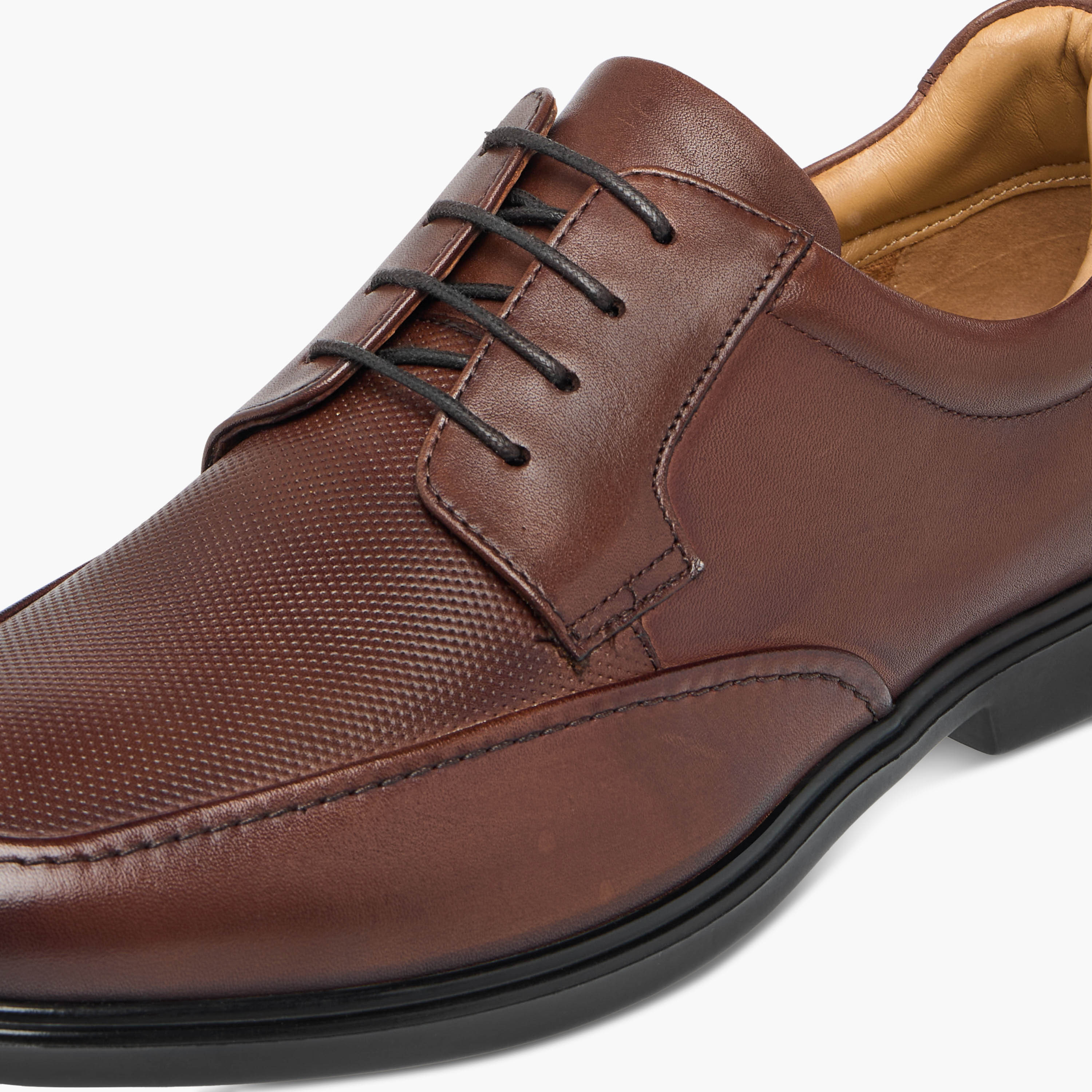 Duchini Men's Leather Textured Lace-Up Derby Shoes-men-shoes-formalshoes-image-4