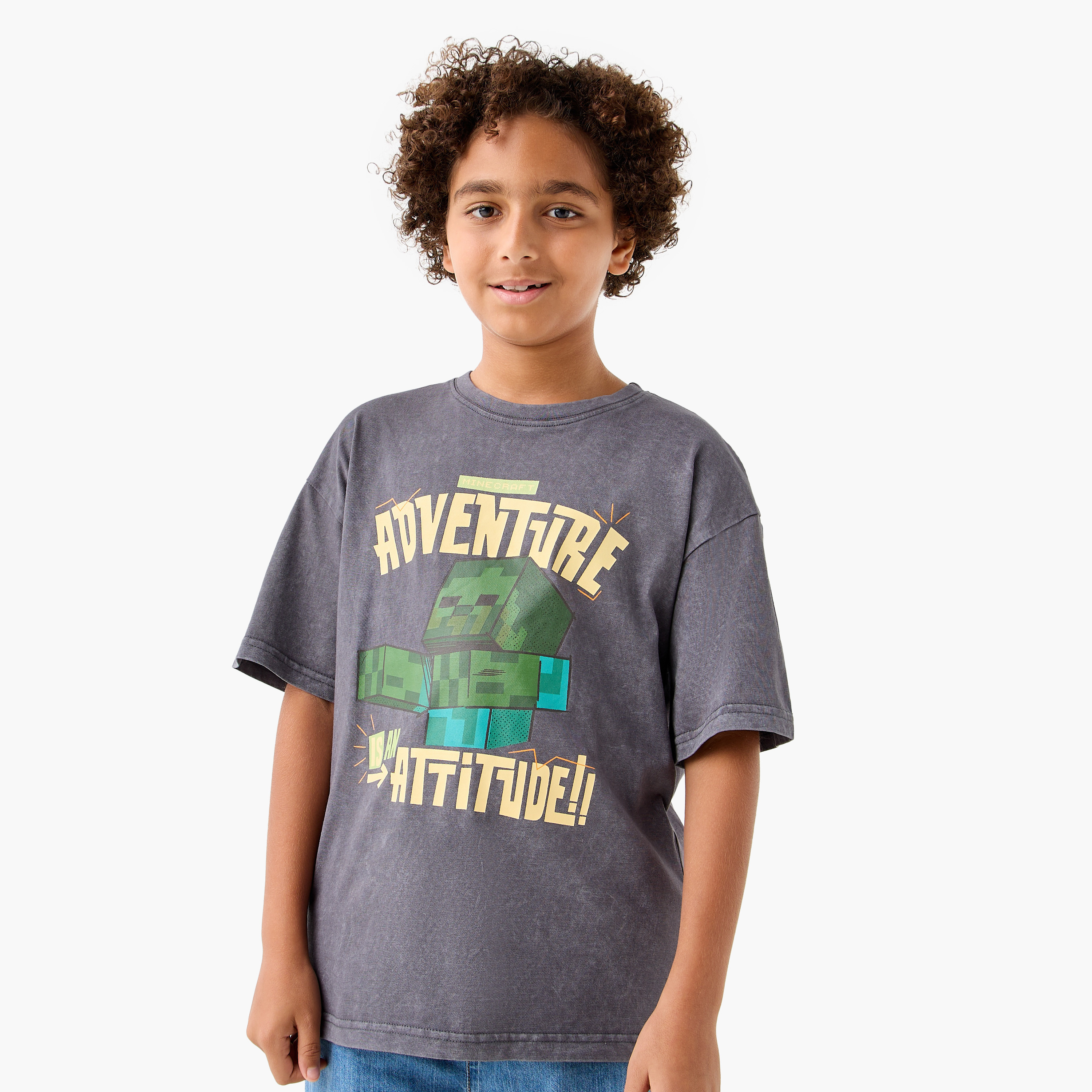 Minecraft Printed T-shirt with Short Sleeves-boys-clothing-tshirtsandpolos-image-1