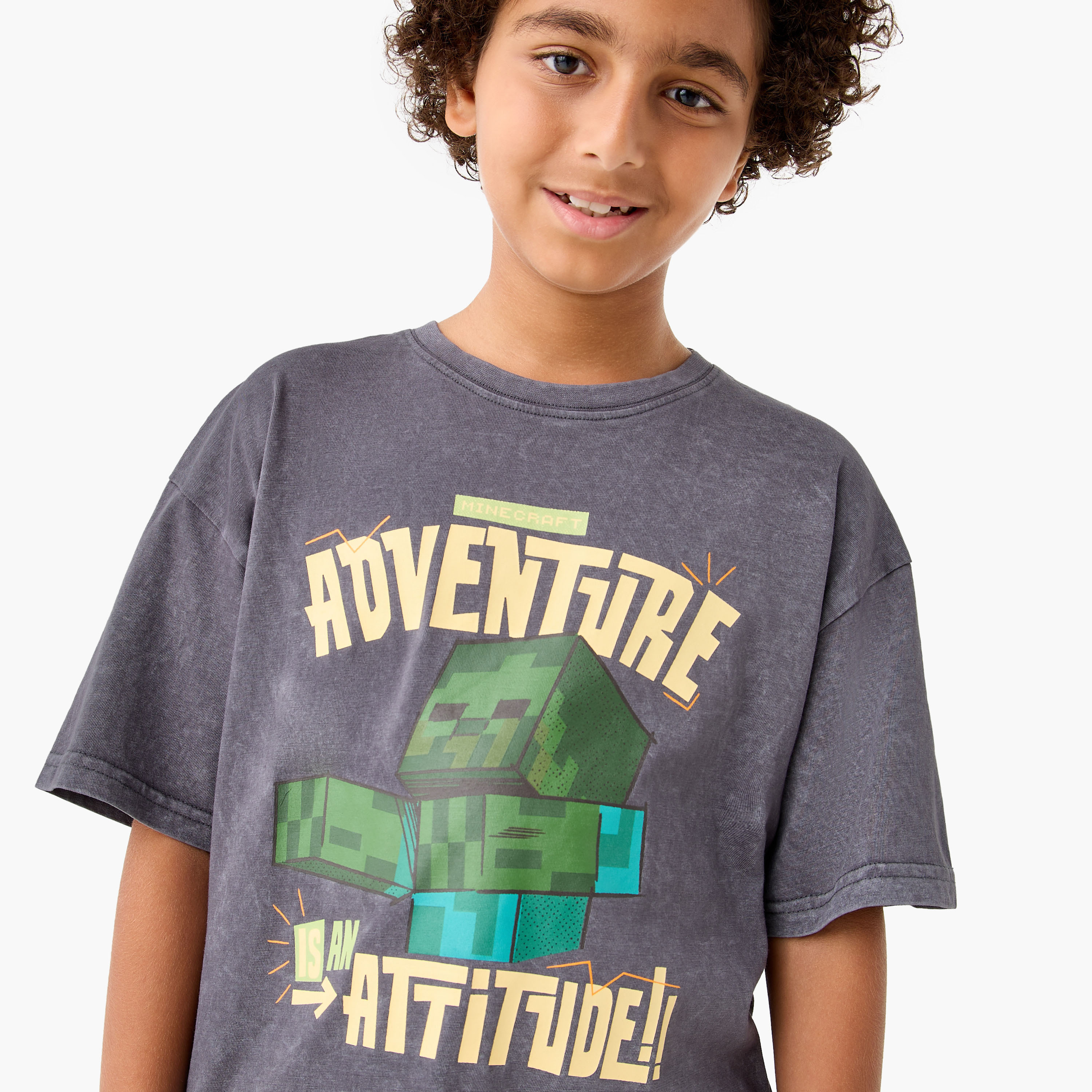 Minecraft Printed T-shirt with Short Sleeves-boys-clothing-tshirtsandpolos-image-4