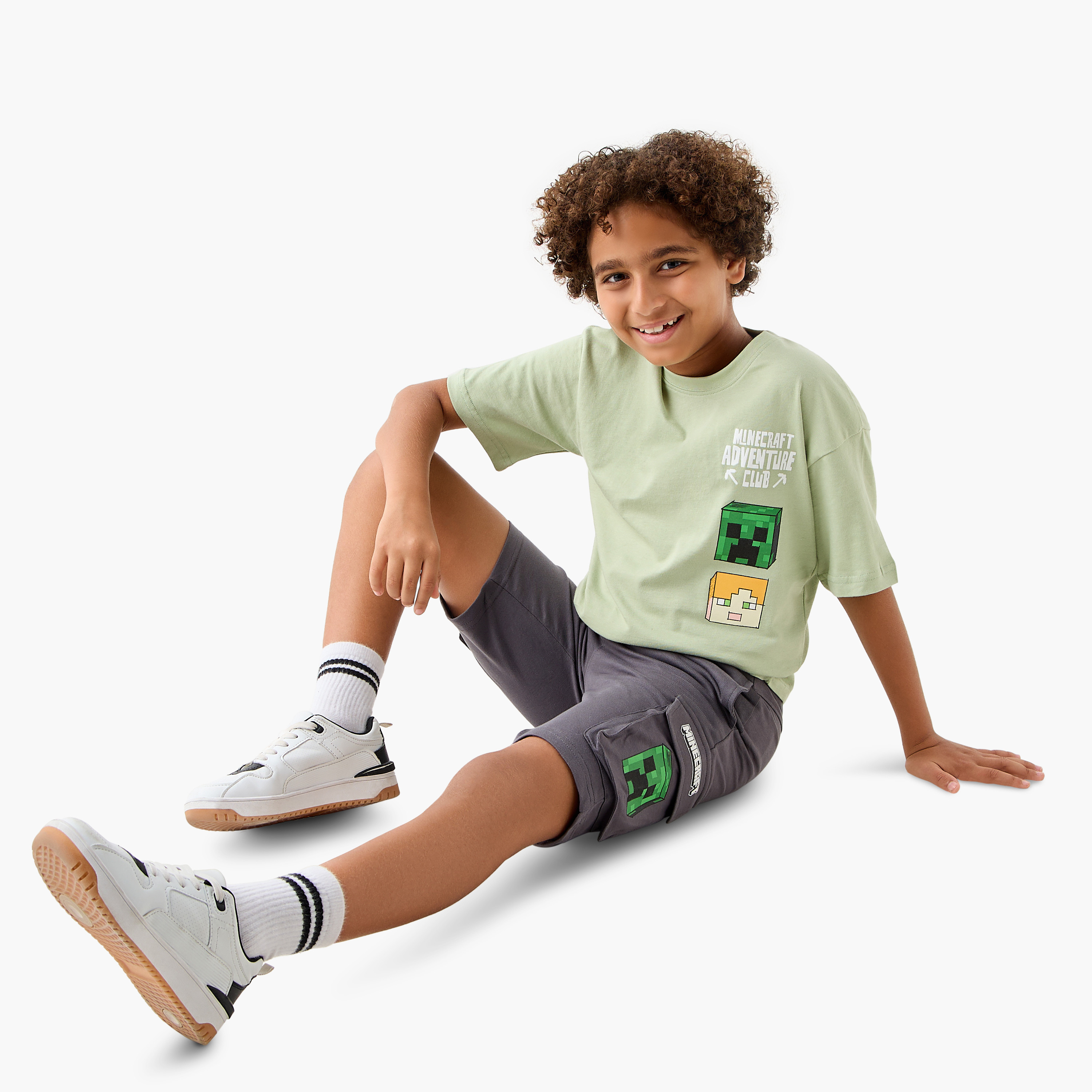 طقم تيشيرت وشورت بطبعات ماينكرافت-boys-clothing-setsandcoords-image-1