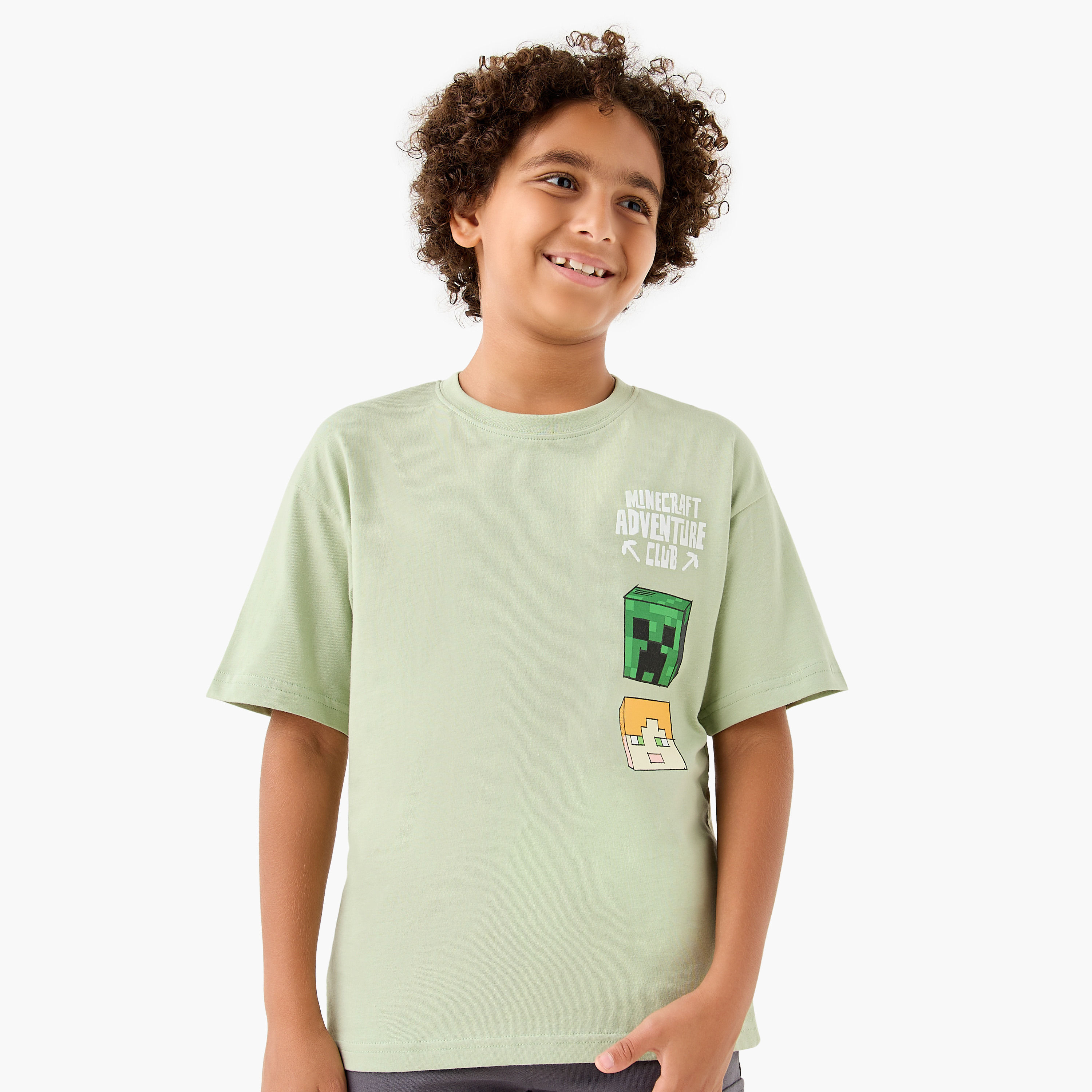 طقم تيشيرت وشورت بطبعات ماينكرافت-boys-clothing-setsandcoords-image-2