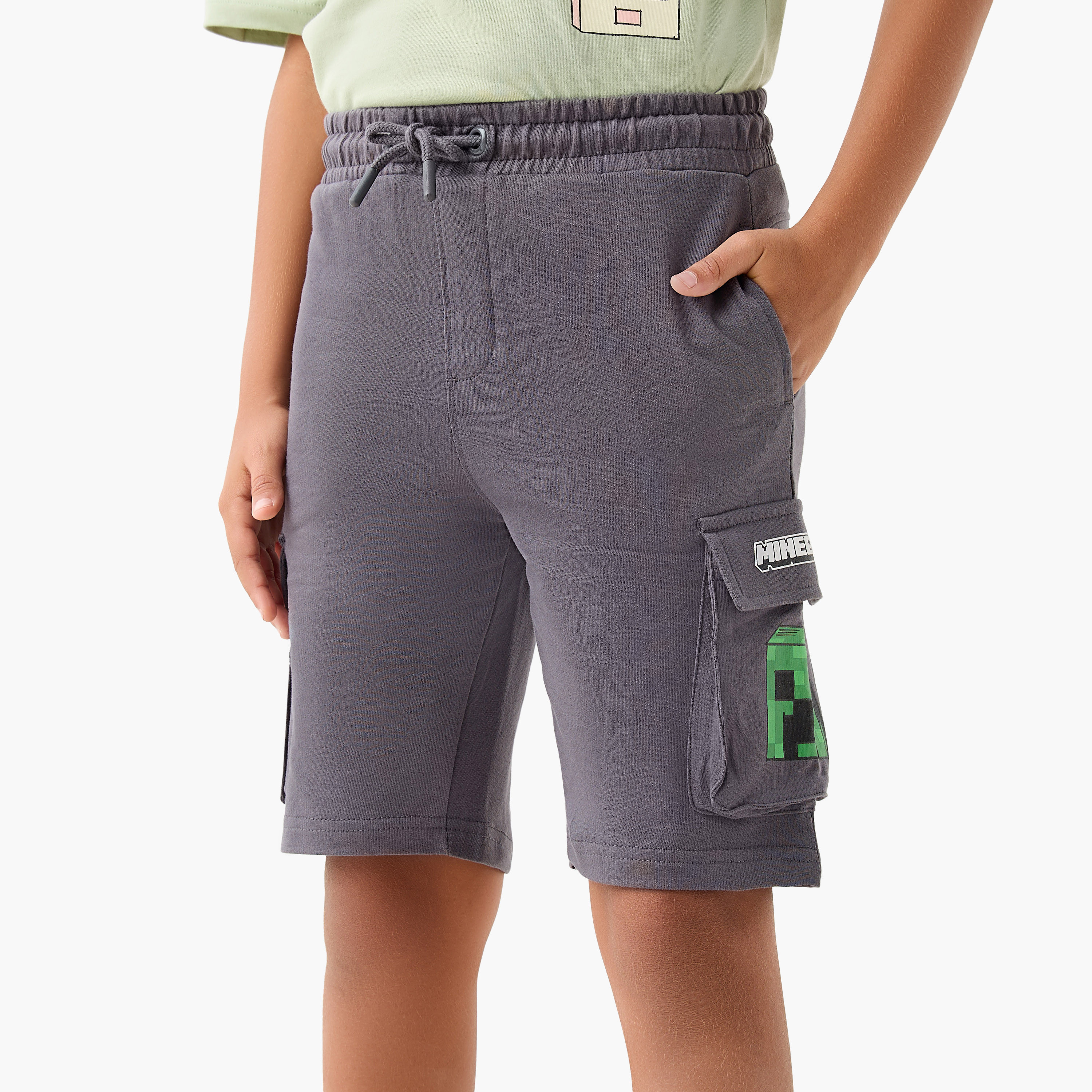 طقم تيشيرت وشورت بطبعات ماينكرافت-boys-clothing-setsandcoords-image-3