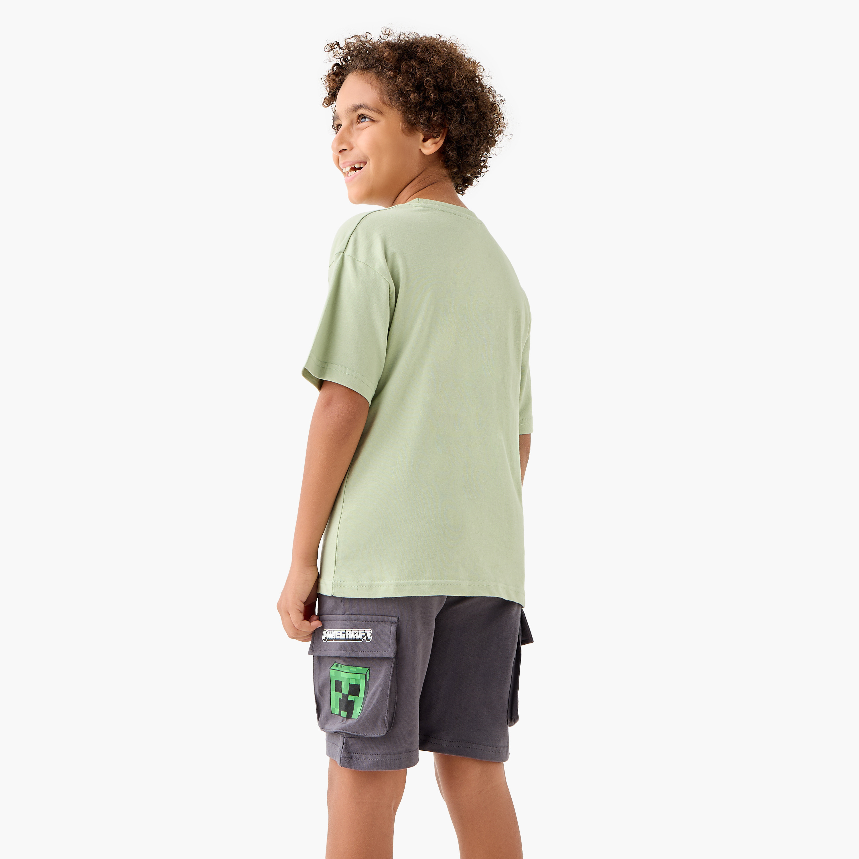 طقم تيشيرت وشورت بطبعات ماينكرافت-boys-clothing-setsandcoords-image-4