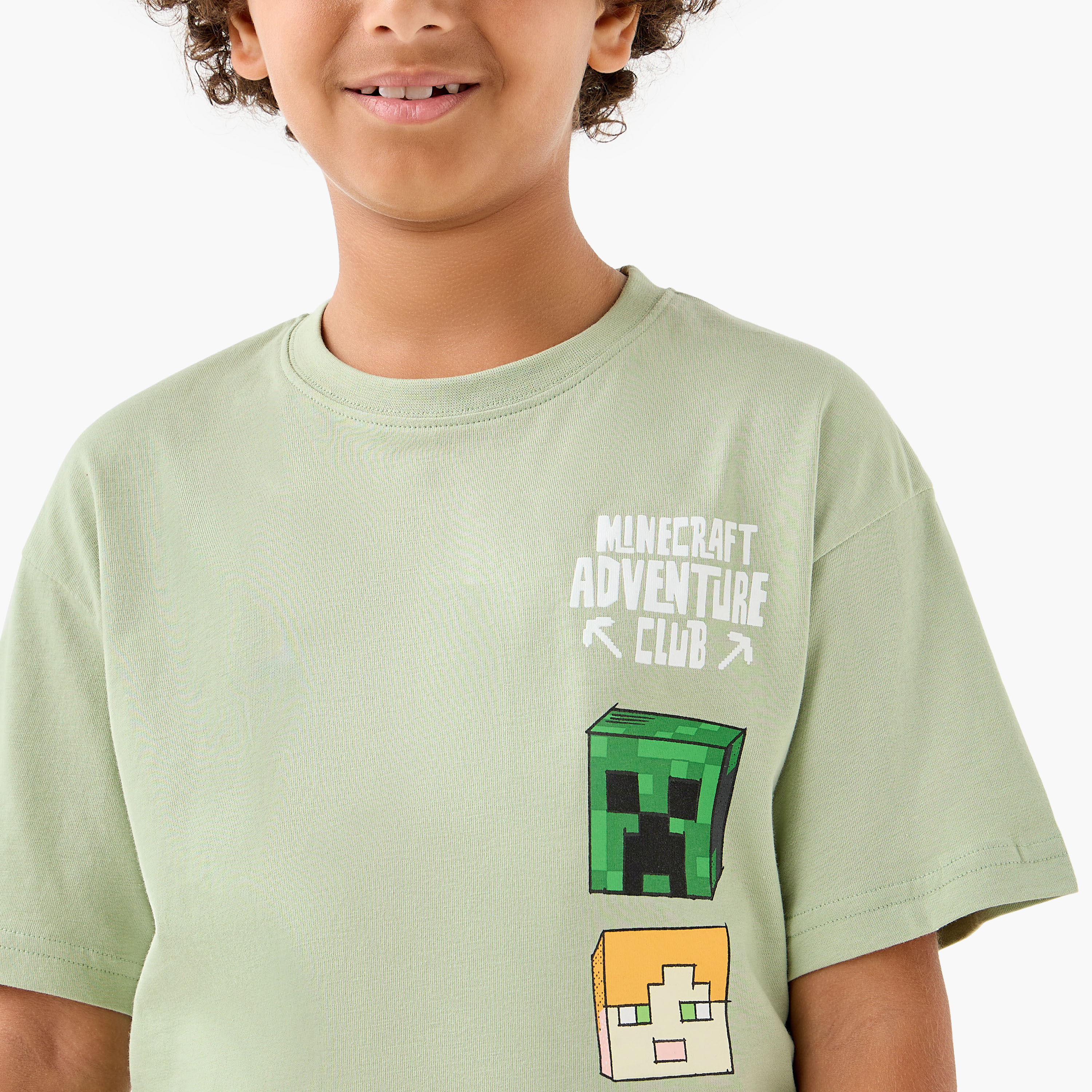 طقم تيشيرت وشورت بطبعات ماينكرافت-boys-clothing-setsandcoords-image-5