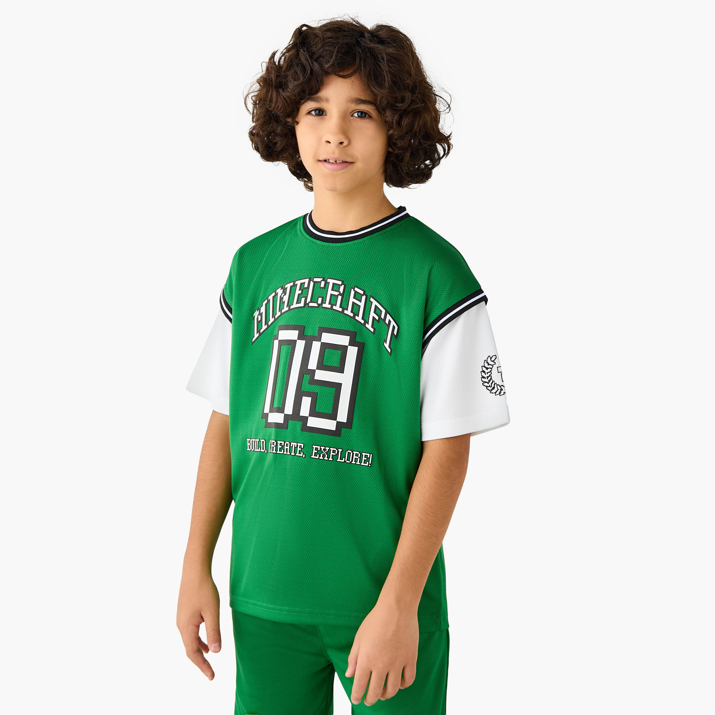 Minecraft Printed Short Sleeves T-shirt and Shorts Set-boys-clothing-setsandcoords-image-2
