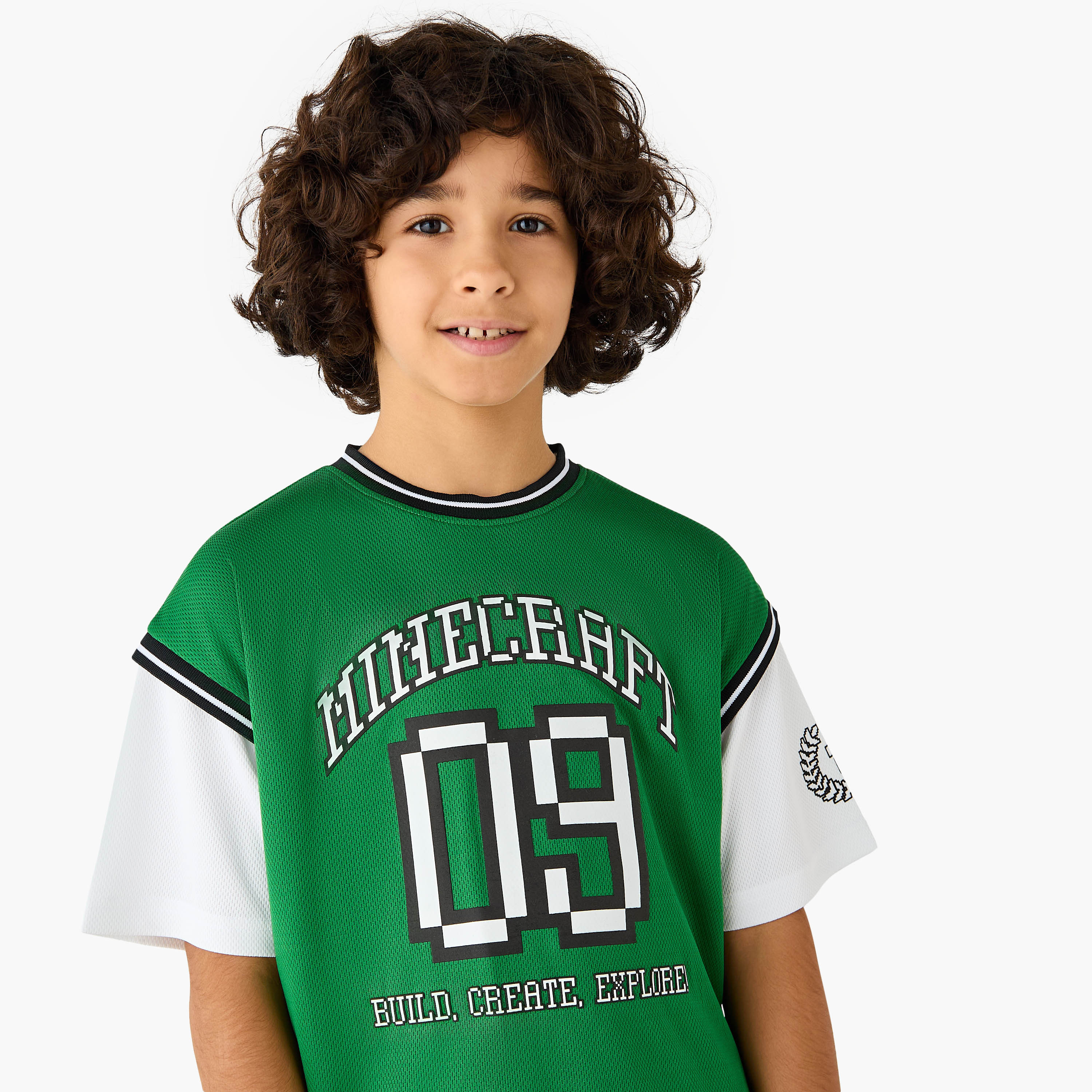 Minecraft Printed Short Sleeves T-shirt and Shorts Set-boys-clothing-setsandcoords-image-5