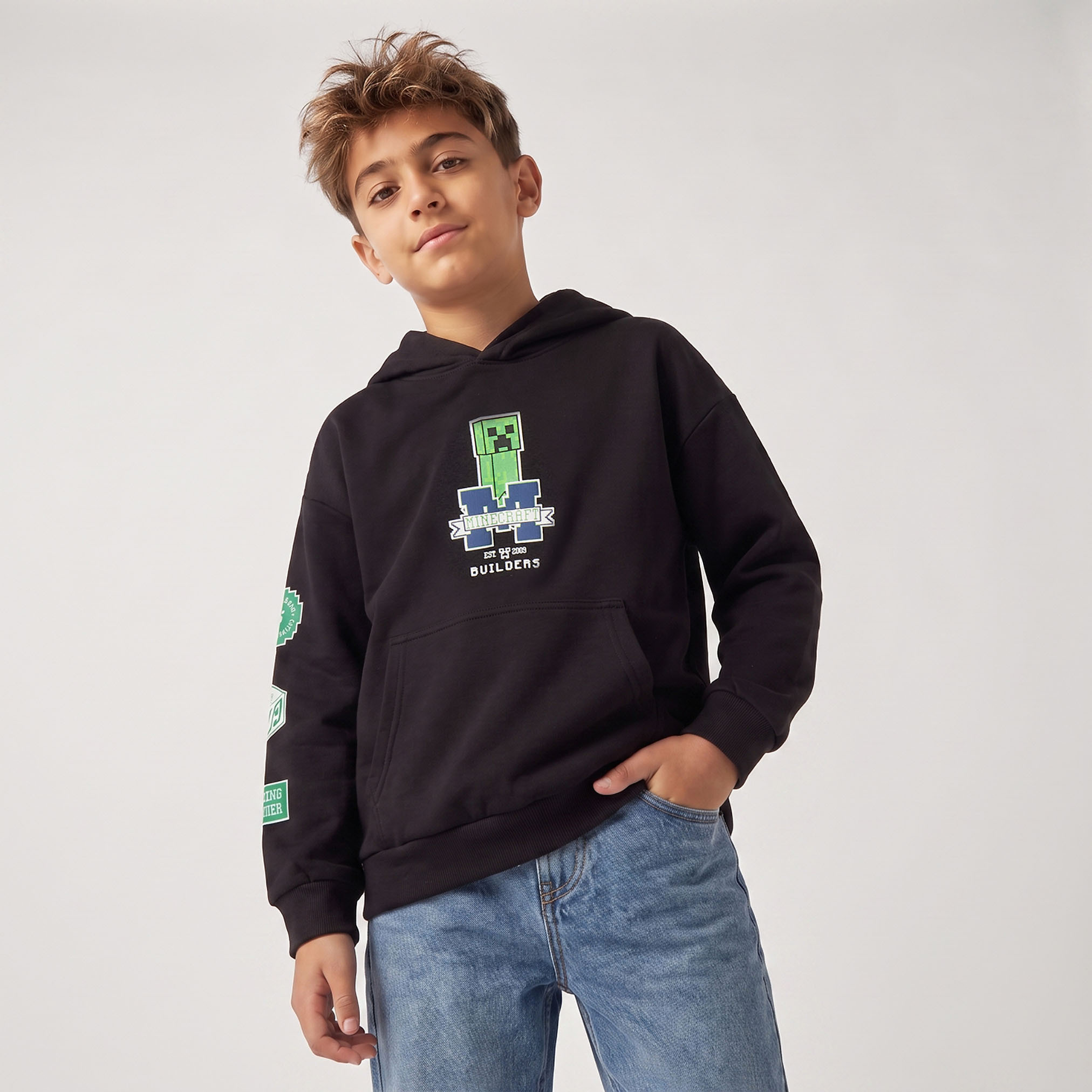 Minecraft Hooded Sweatshirt with Long Sleeves-boys-clothing-winterwear-sweatshirts-image-1