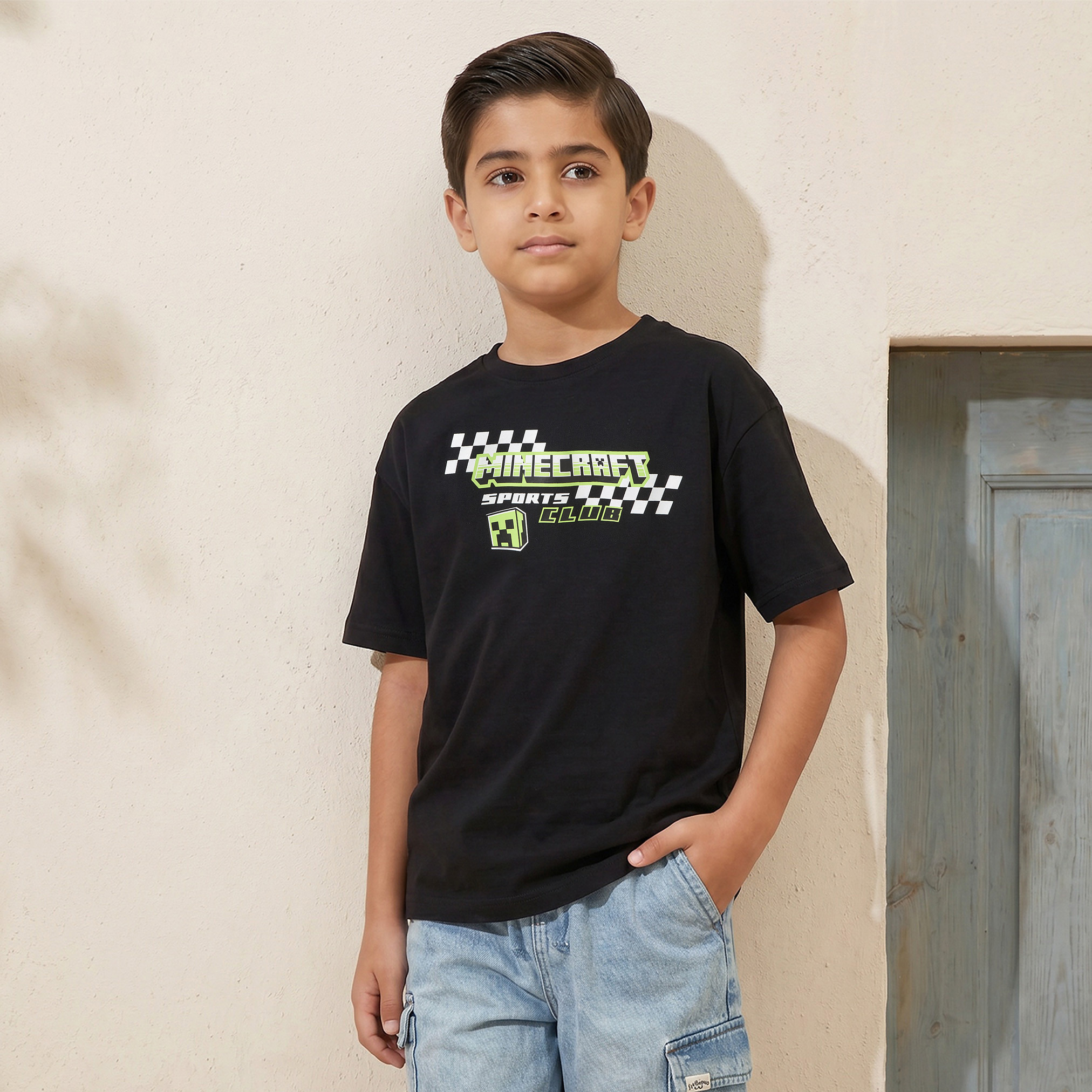 Minecraft Crew Neck Short Sleeves T-shirt with Print-boys-clothing-tshirtsandpolos-image-1