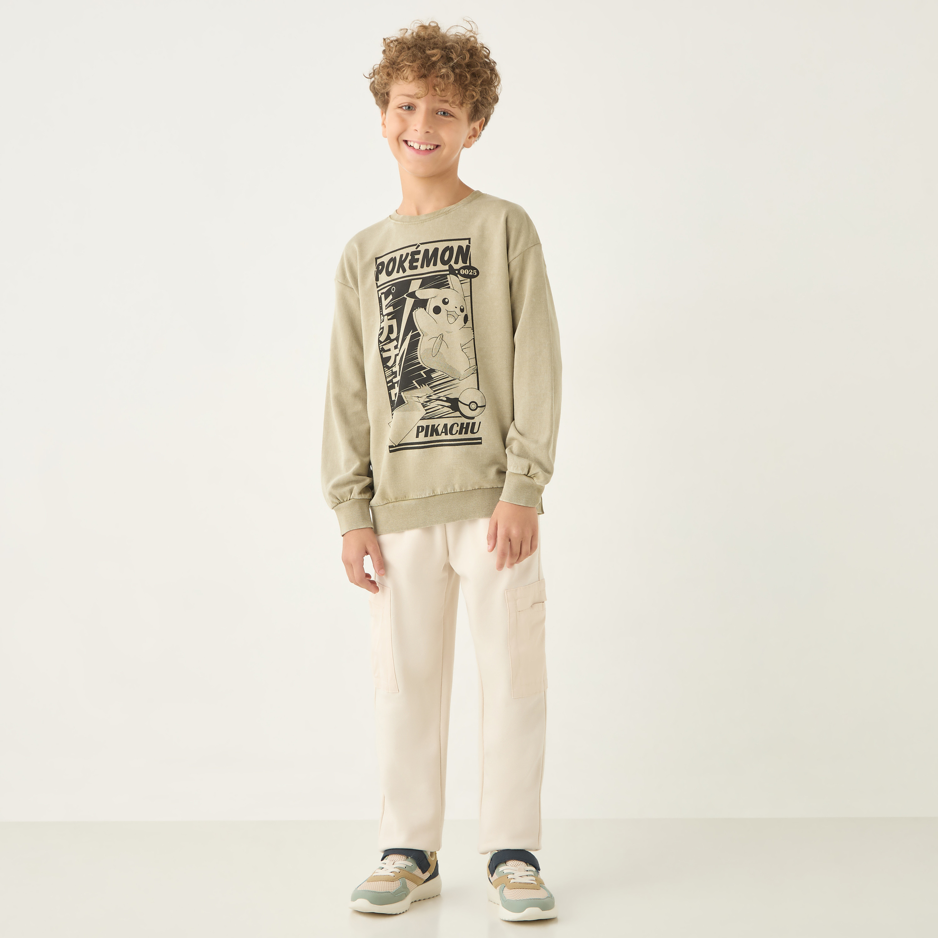 Pokemon Print Crew Neck Sweatshirt with Long Sleeves-boys-clothing-jumpersandcardigans-image-2