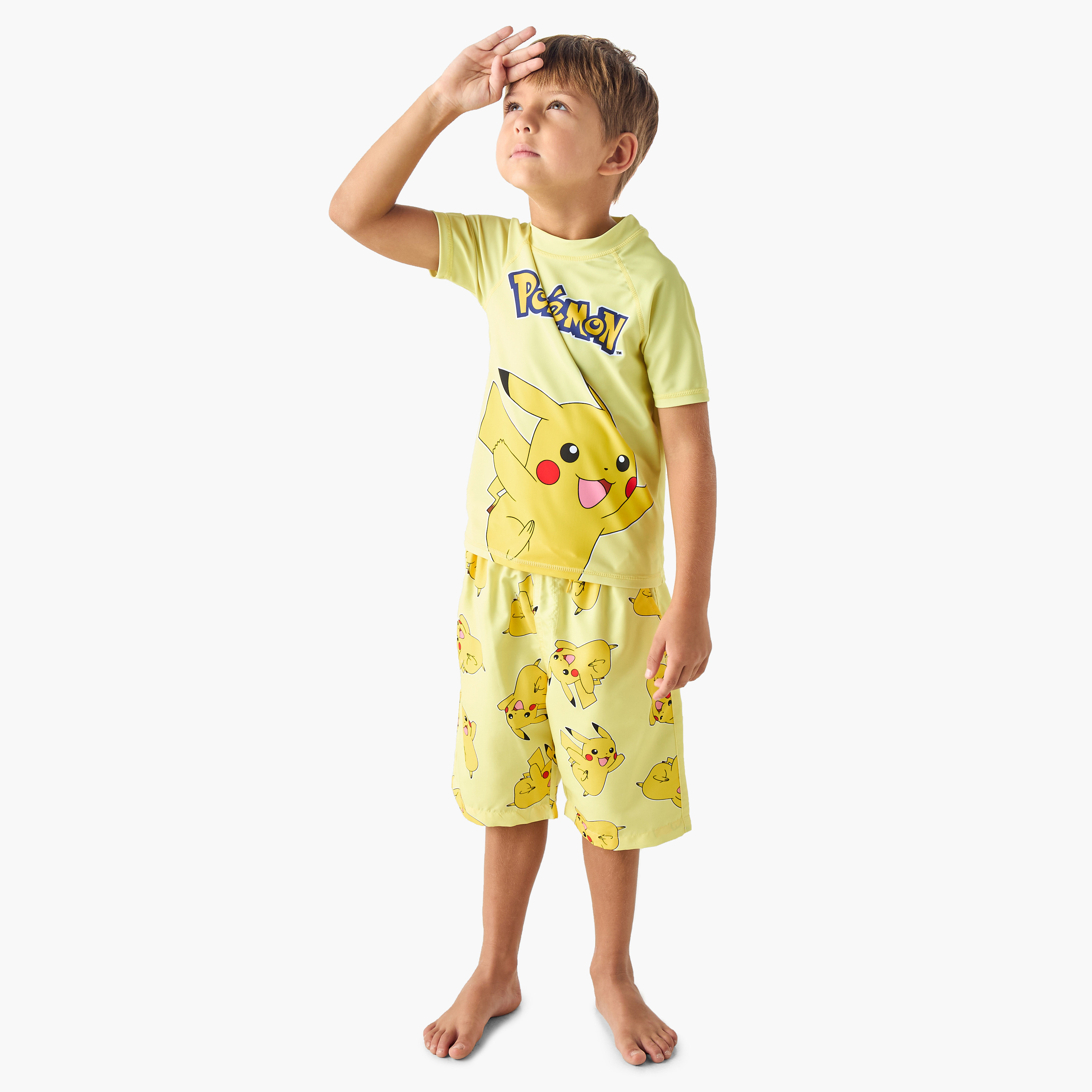Pokemon Printed Rashguard and Swim Shorts Set-boys-clothing-swimwear-image-1
