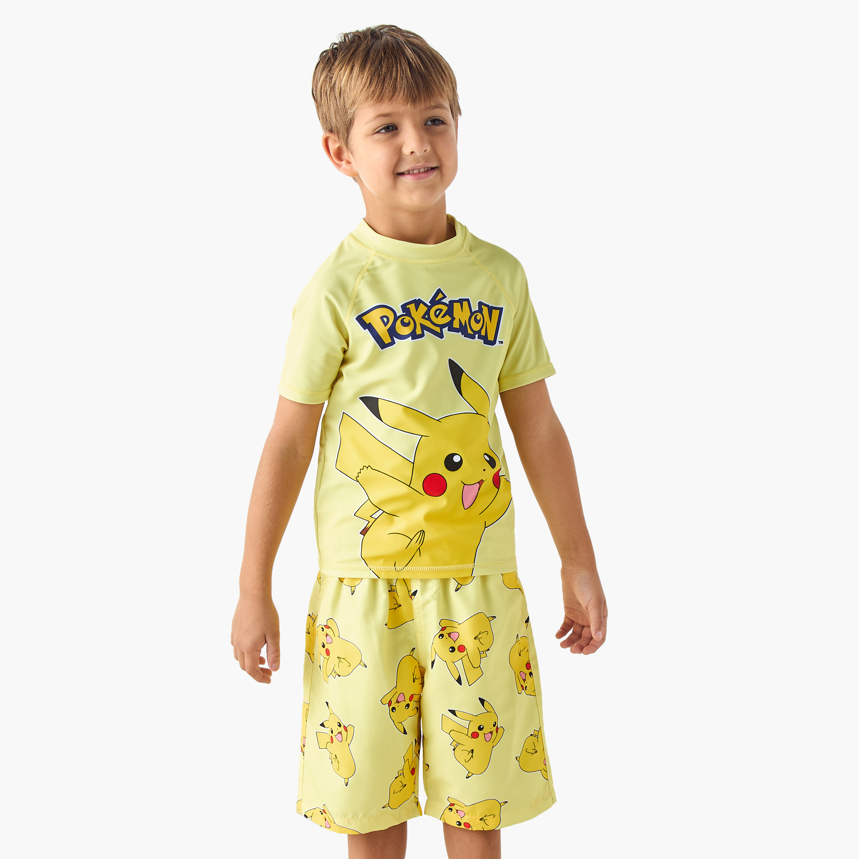 Pokemon Printed Rashguard and Swim Shorts Set-boys-clothing-swimwear-image-2