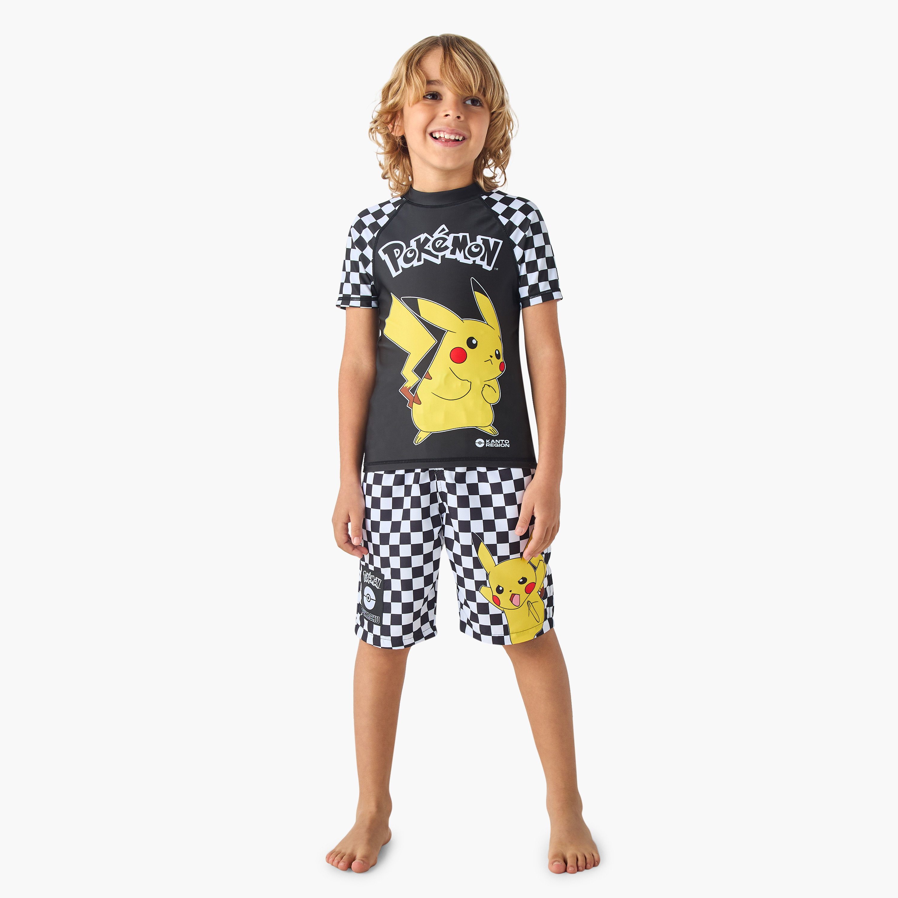 Pokemon Printed Swim T-shirt and Shorts Set-boys-clothing-swimwear-image-1