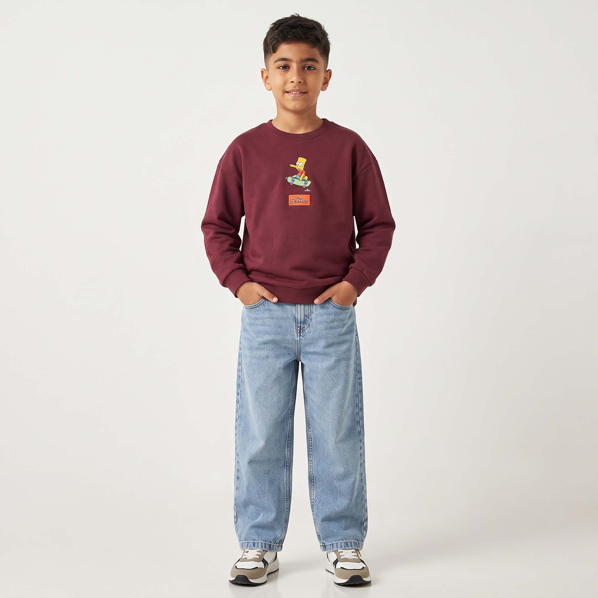 Disney Crew Neck Sweatshirt with Simpsons Embroidery-boys-clothing-winterwear-sweatshirts-image-2