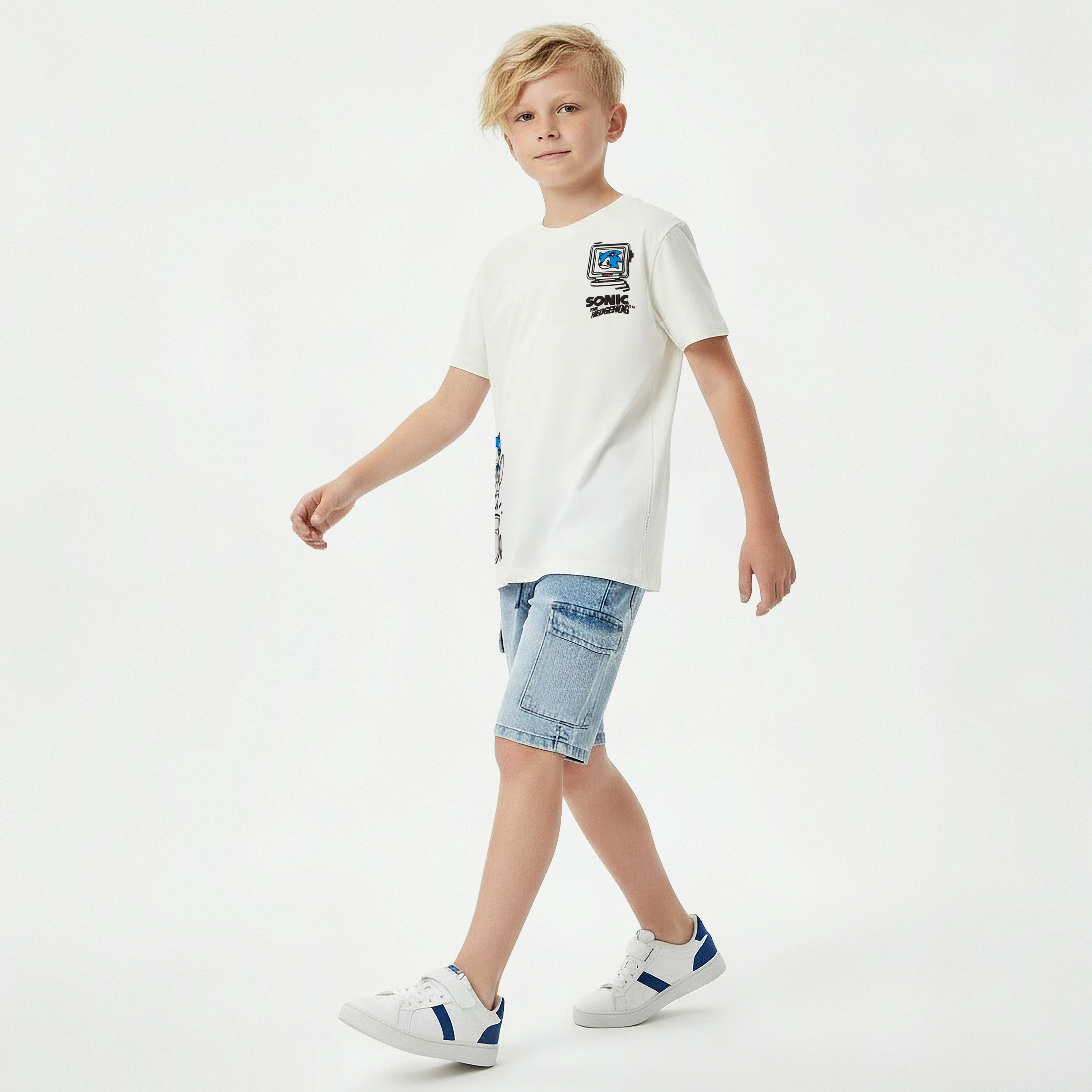 Crew Neck Short Sleeve T-shirt with Sonic Print-boys-clothing-tshirtsandpolos-image-5