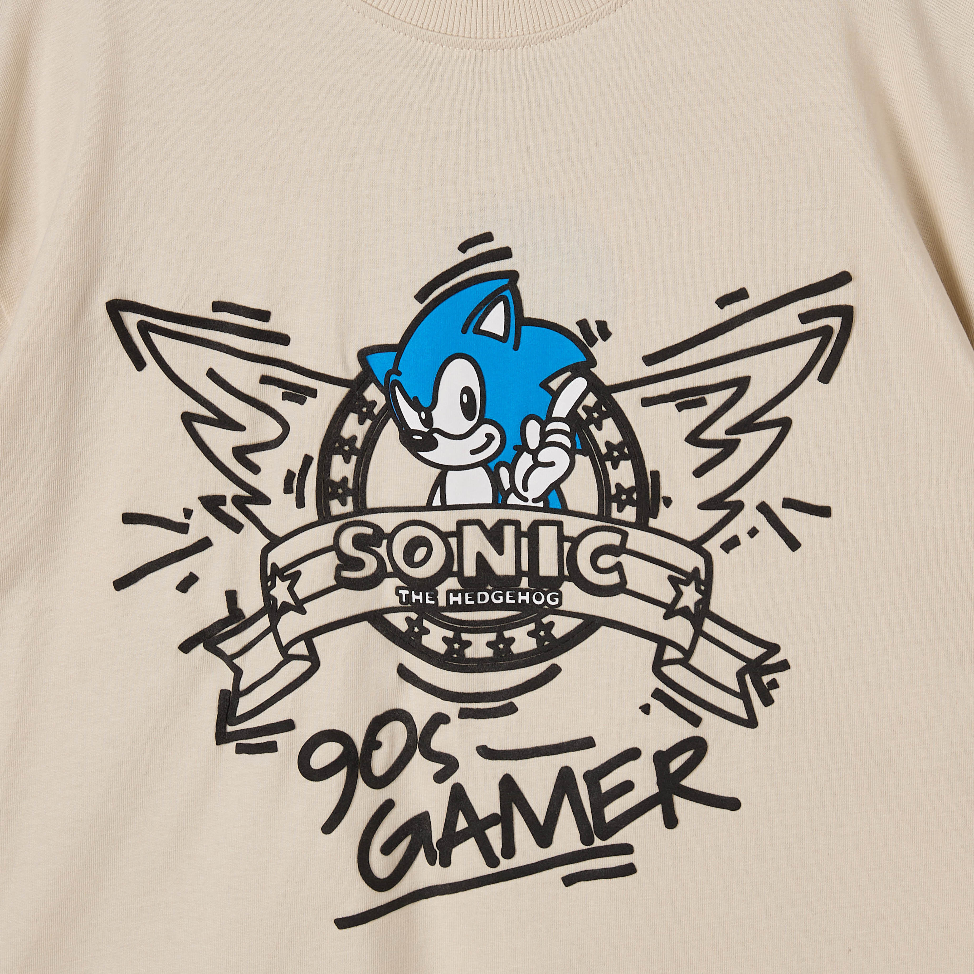 Crew Neck Short Sleeve T-shirt with Sonic Print-boys-clothing-tshirtsandpolos-image-4