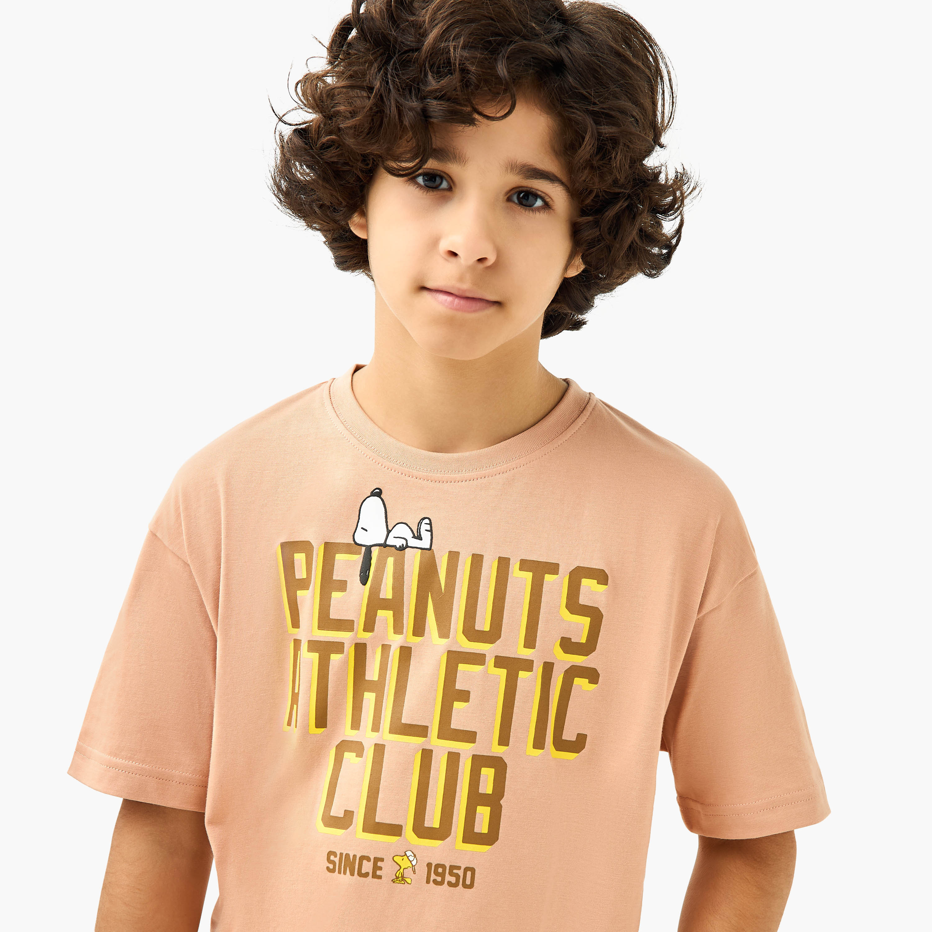 Peanuts Graphic Print T-shirt with Short Sleeves-boys-clothing-tshirtsandpolos-image-4