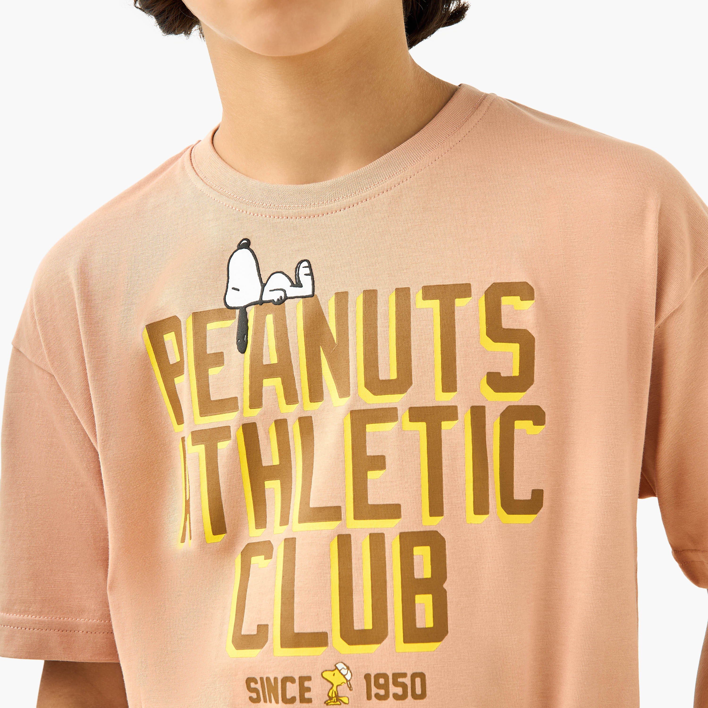 Peanuts Graphic Print T-shirt with Short Sleeves-boys-clothing-tshirtsandpolos-image-5