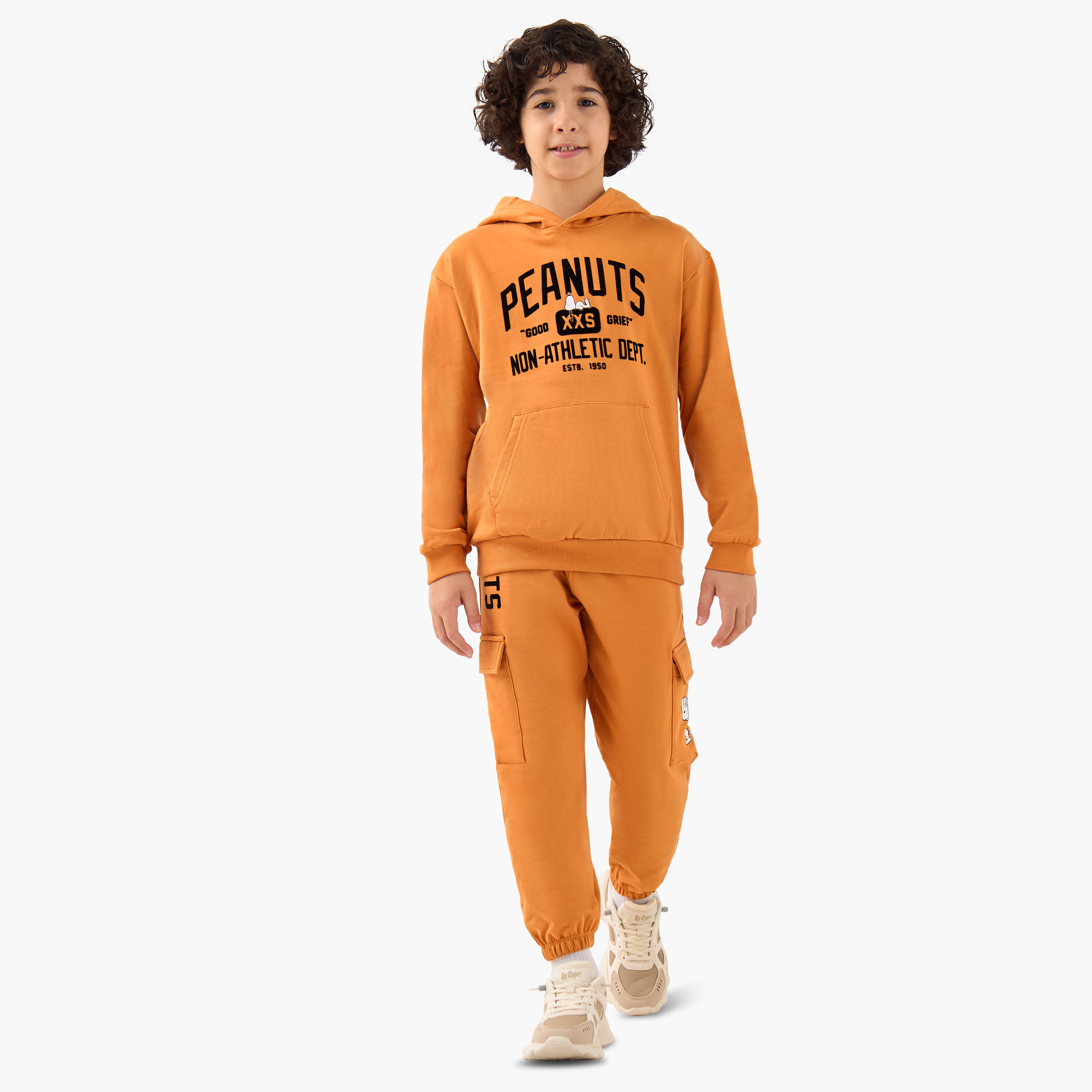 Boys Sweatshirt and Joggers Set with Snoopy Print - Cotton - Long Sleeves - Hood-boys-clothing-setsandcoords-image-1
