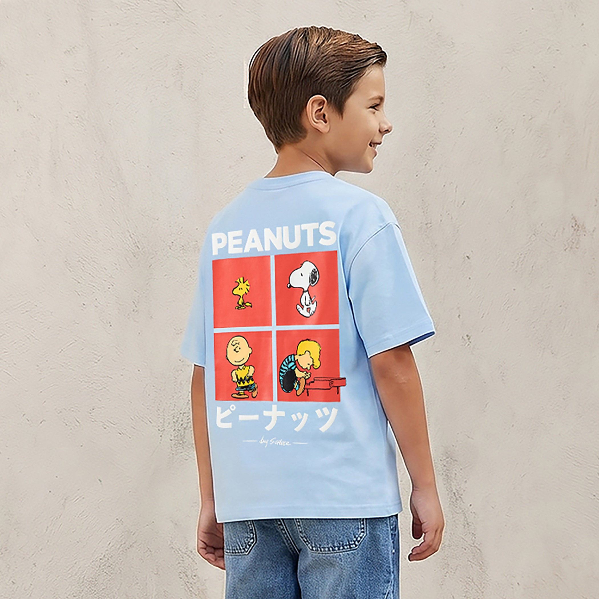 Crew Neck Short Sleeves T-shirt with Snoopy Print-boys-clothing-tshirtsandpolos-image-1