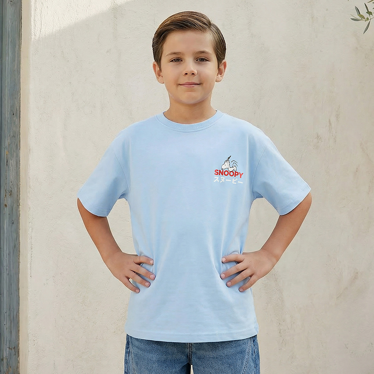 Crew Neck Short Sleeves T-shirt with Snoopy Print-boys-clothing-tshirtsandpolos-image-2