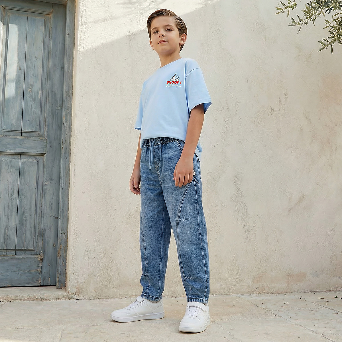 Crew Neck Short Sleeves T-shirt with Snoopy Print-boys-clothing-tshirtsandpolos-image-3
