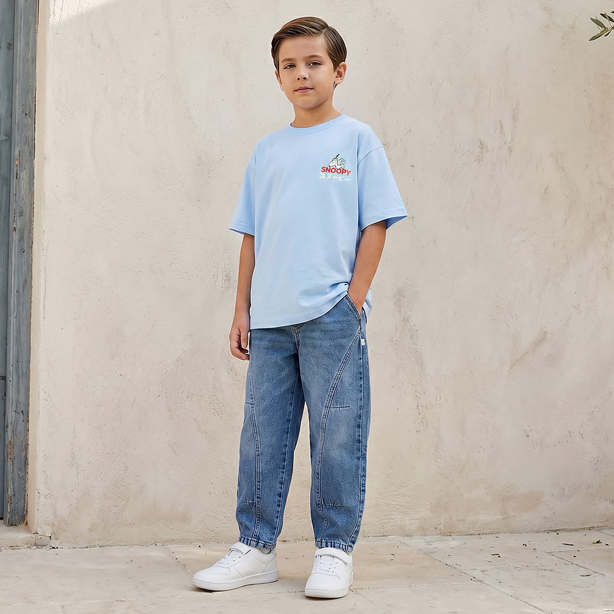 Crew Neck Short Sleeves T-shirt with Snoopy Print-boys-clothing-tshirtsandpolos-image-5