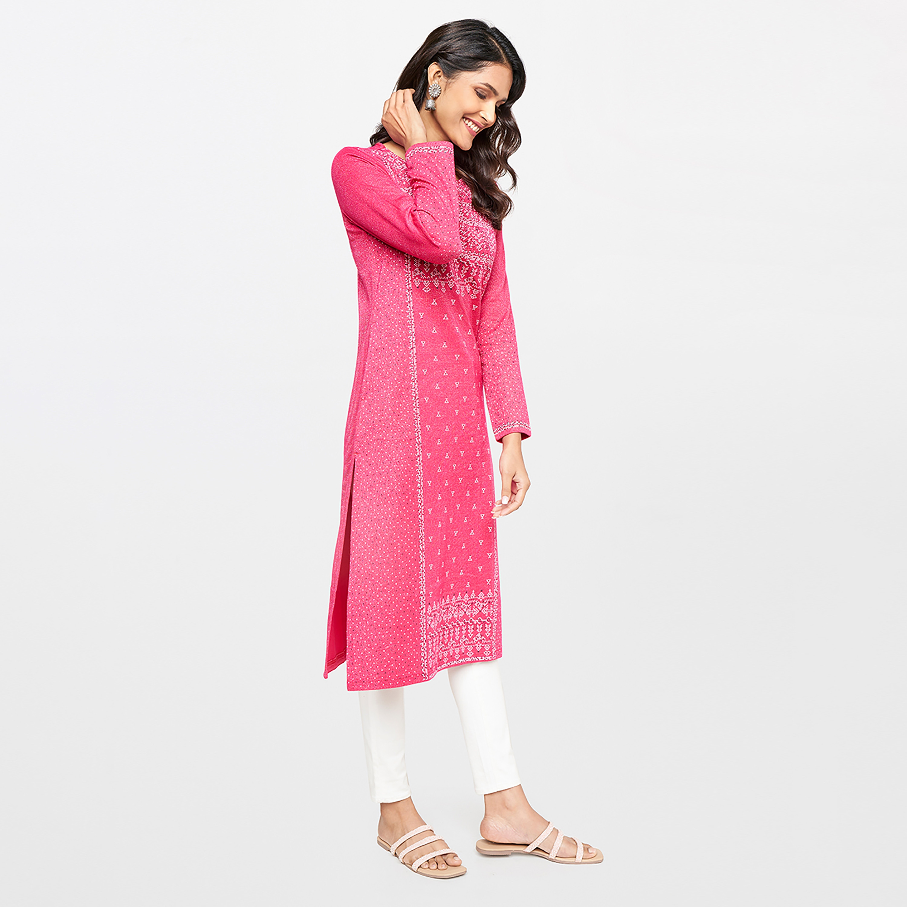 كورتا قطنية مستقيمة من آي تي إس إي ذو مطبوعة برقبة مستديرة-women-clothing-ethnicwear-kurtas-image-10