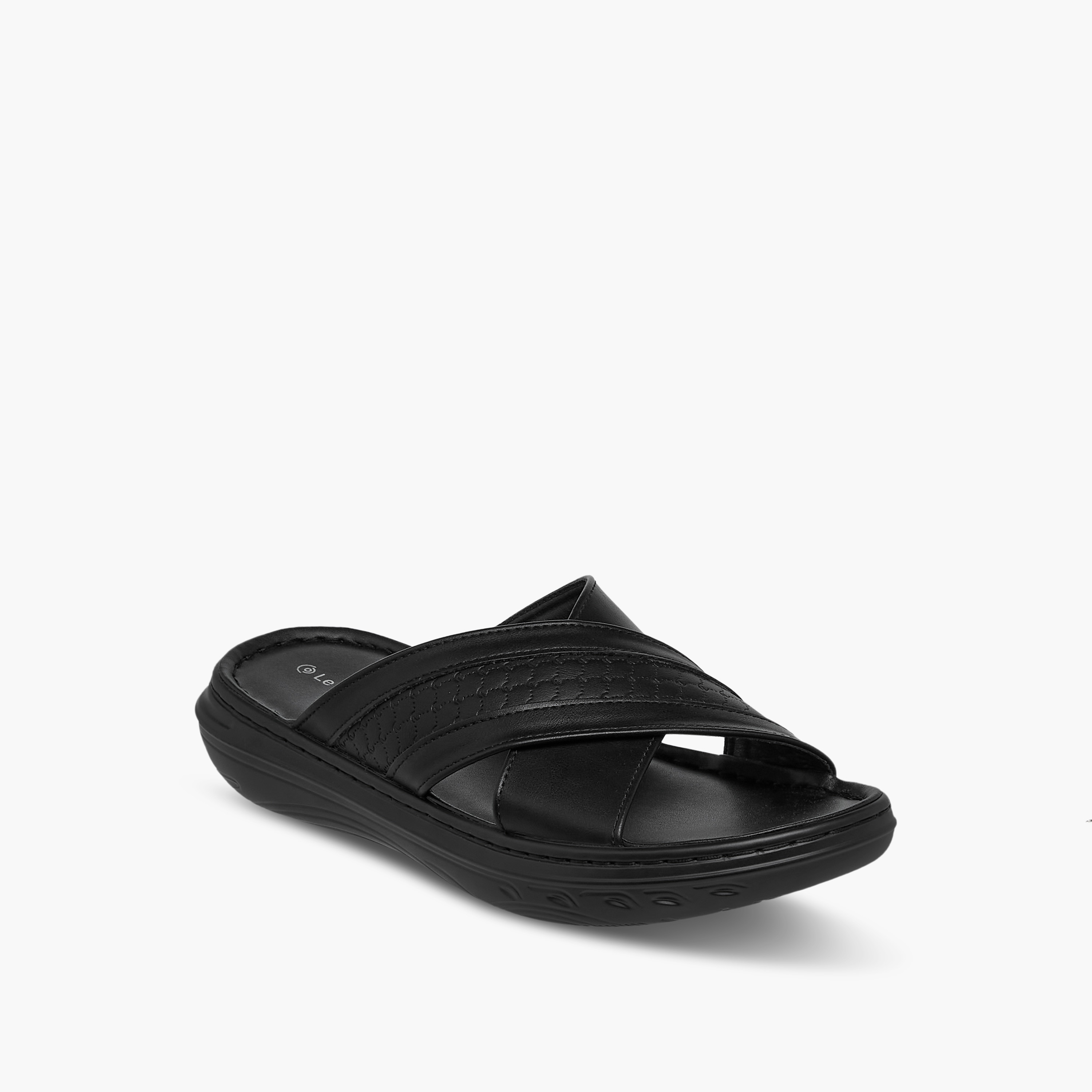 Le Confort Logo Embossed Cross Strap Slip-On Sandals-men-shoes-sandals-image-2