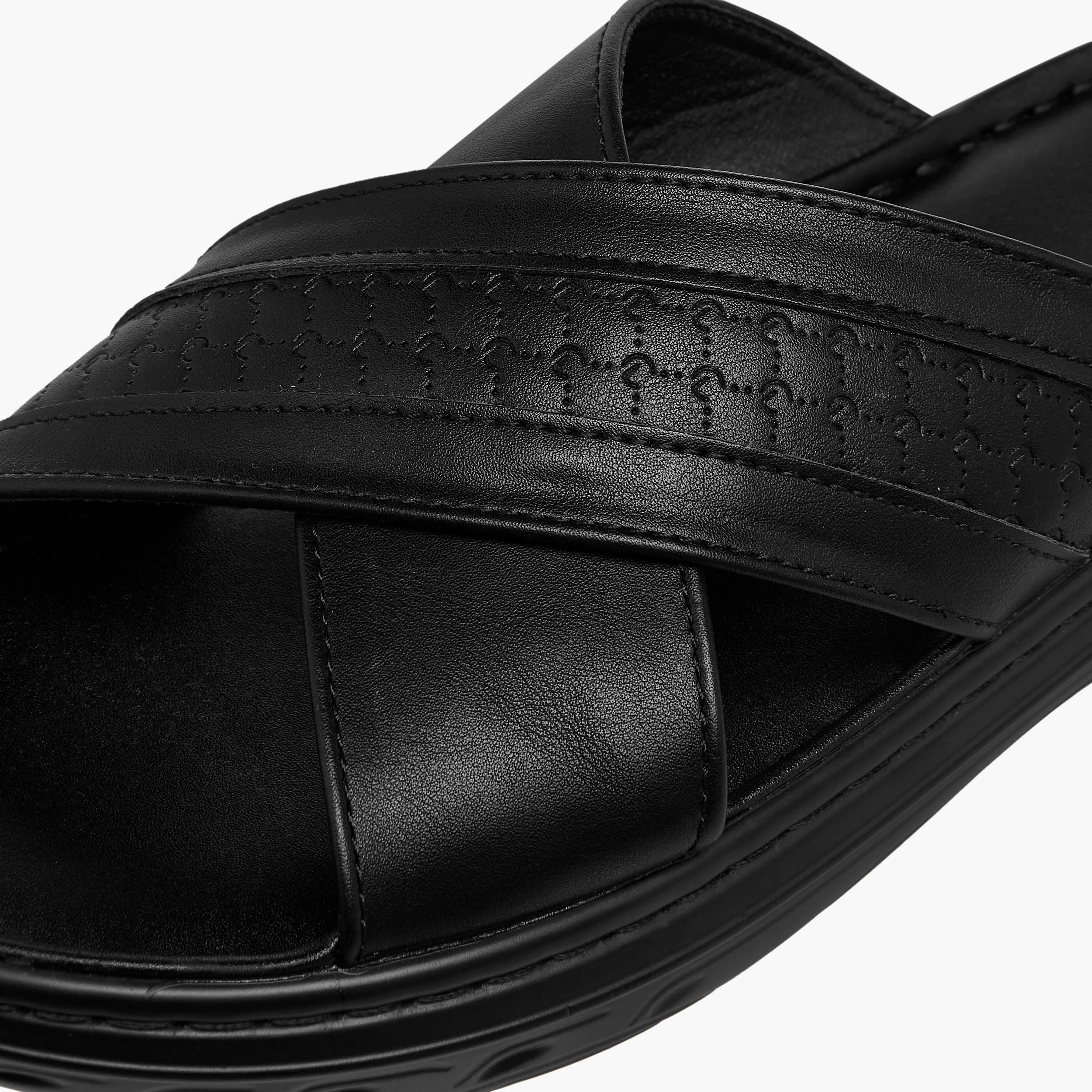 Le Confort Logo Embossed Cross Strap Slip-On Sandals-men-shoes-sandals-image-4