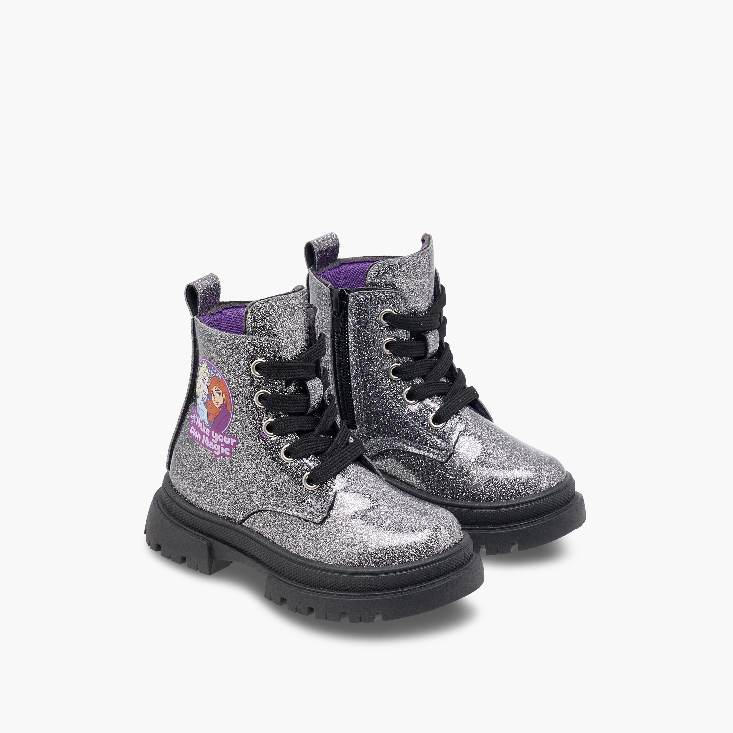 Disney Frozen Print Ankle Boots with Zip Closure-girls-shoes-boots-image-1