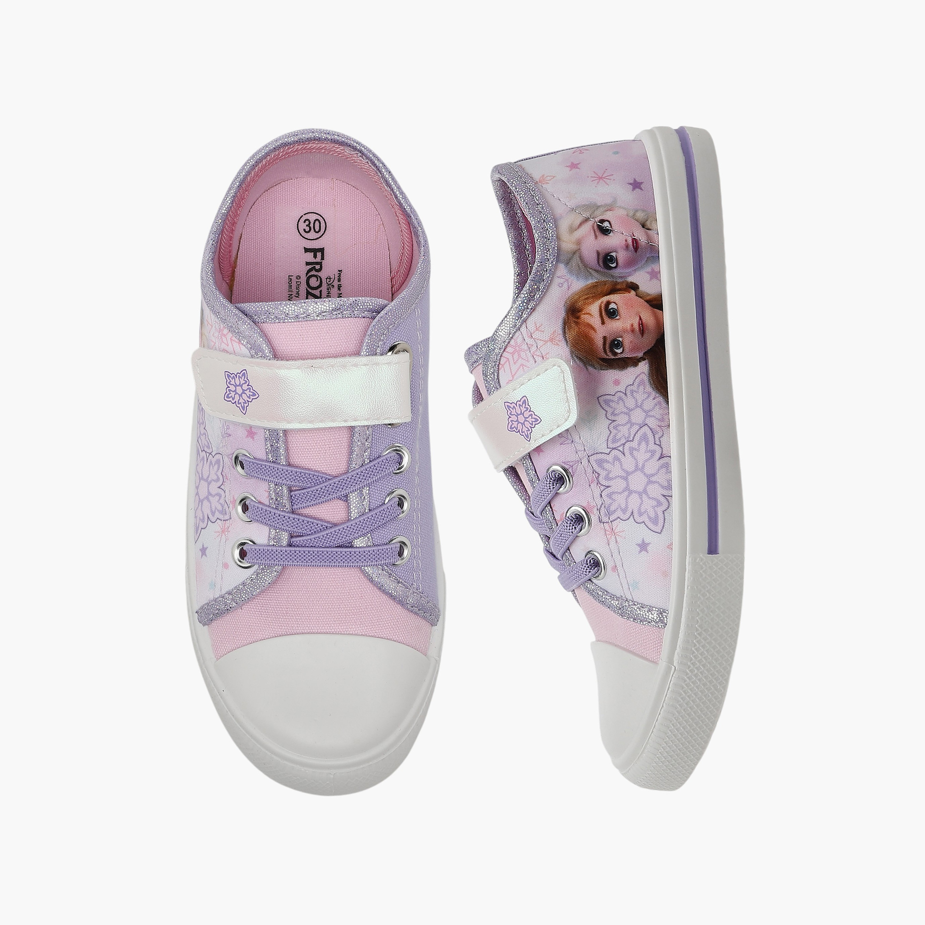 Girls Frozen Print Hook & Loop Ankle Sneakers-girls-shoes-sneakers-image-1