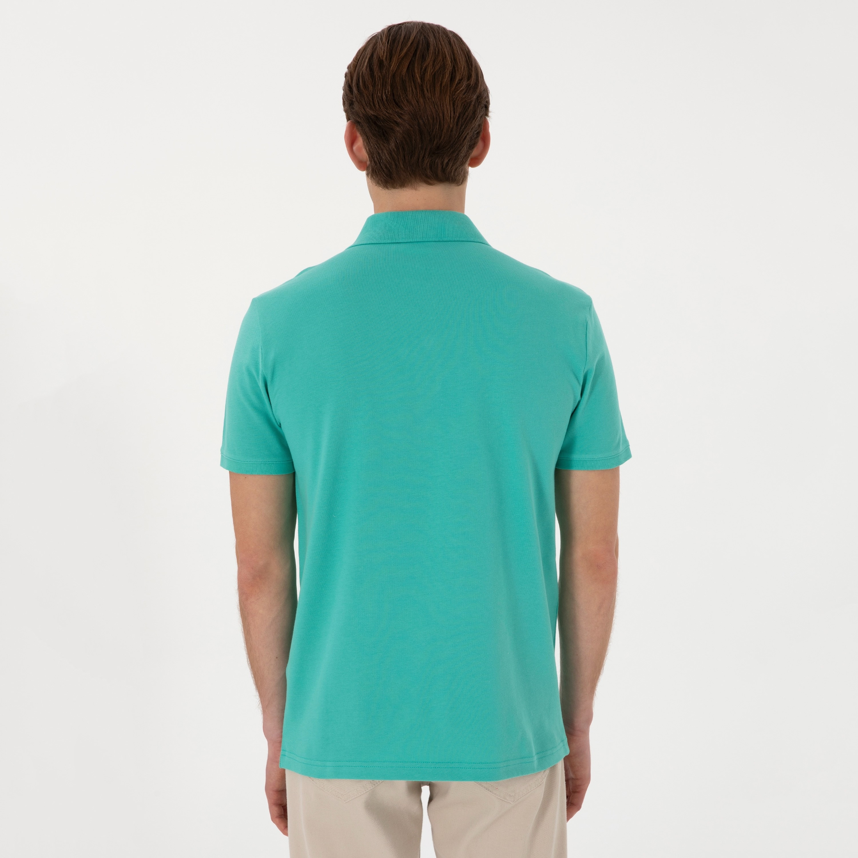 تي شيرت بولو رجالي، بقصة ضيقة وياقة سادة وأكمام قصيرة من يو إس بولو أسسن-men-clothing-tshirtsandpolos-polos-image-74