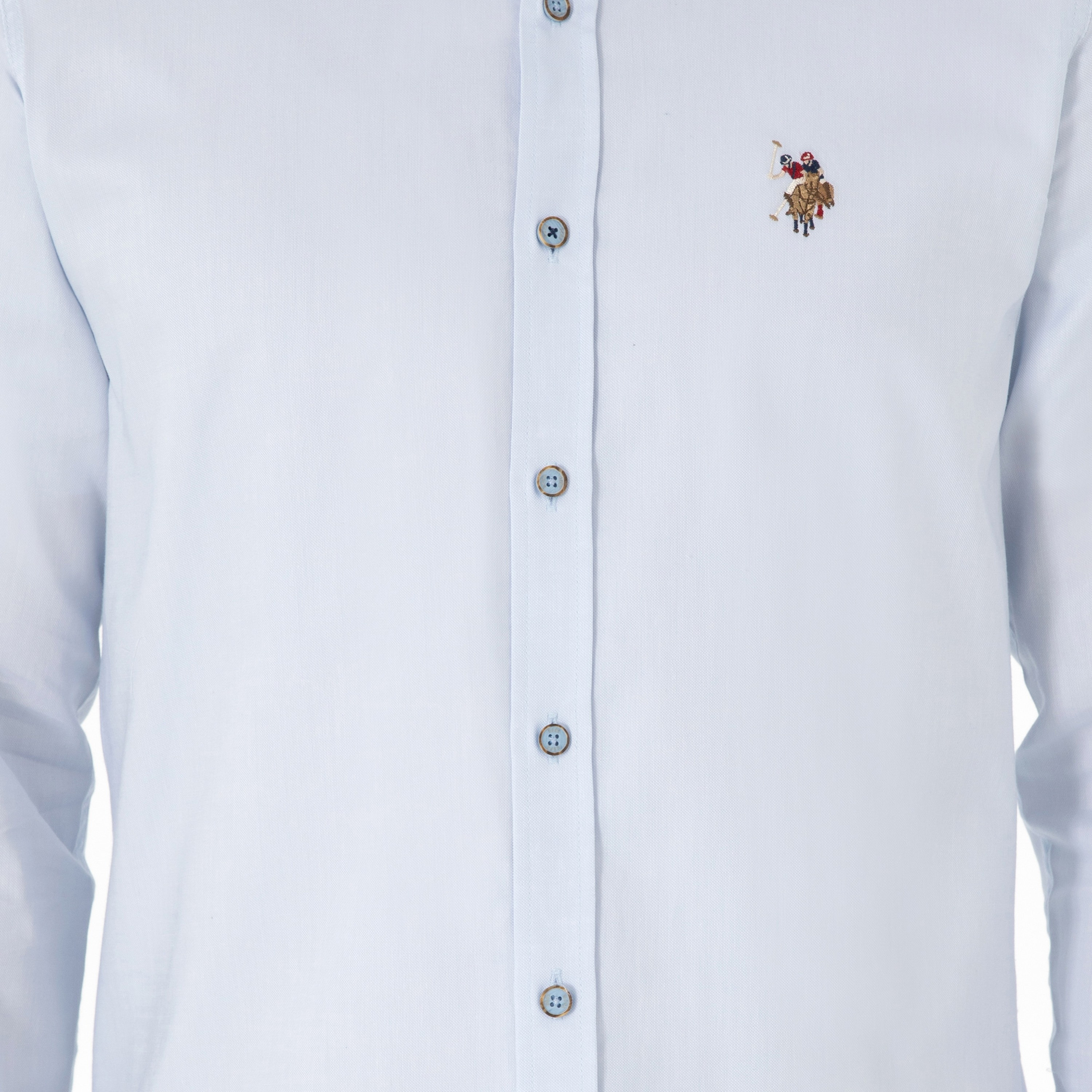 قميص رجالي بأزرار، بقصة ضيقة وياقة سادة وأكمام طويلة من يو إس بولو أسسن-men-clothing-shirts-image-6