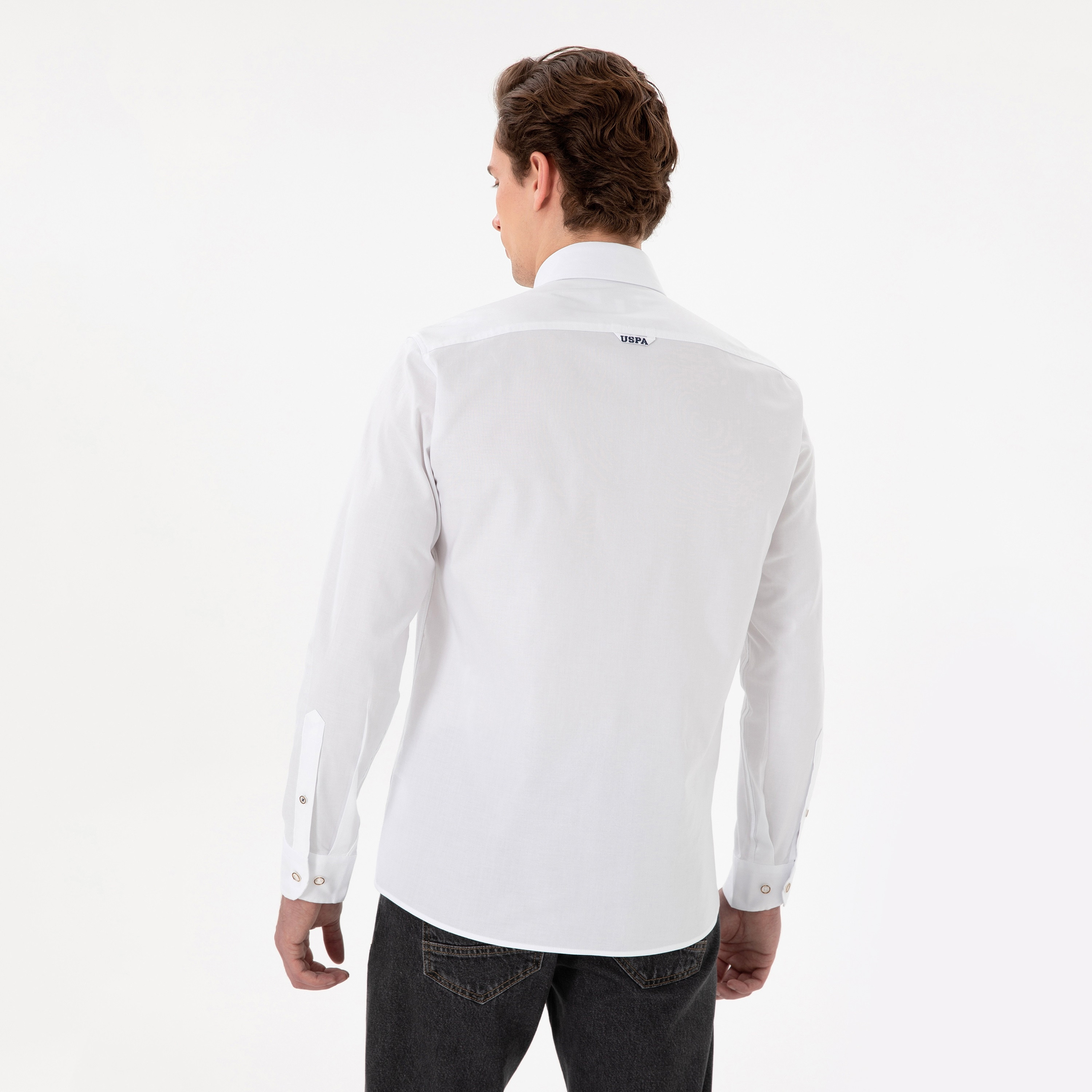 U.S. Polo Assn Slim Fit Plain Button-Down Collar Long Sleeves Men's Shirt-men-clothing-shirts-image-4
