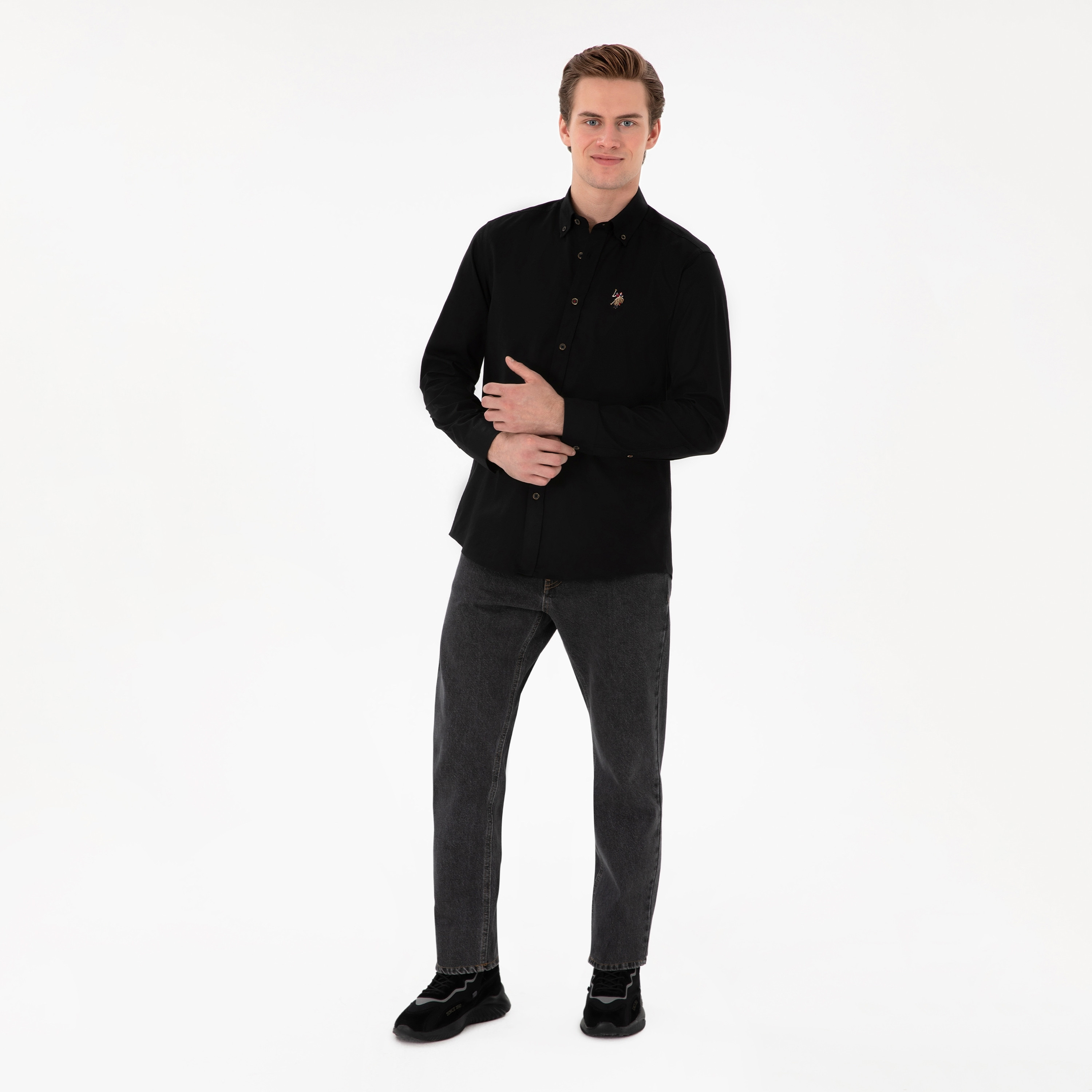 U.S. Polo Assn Regular Fit Plain Button-Down Collar Long Sleeves Men's Shirt-men-clothing-shirts-image-13