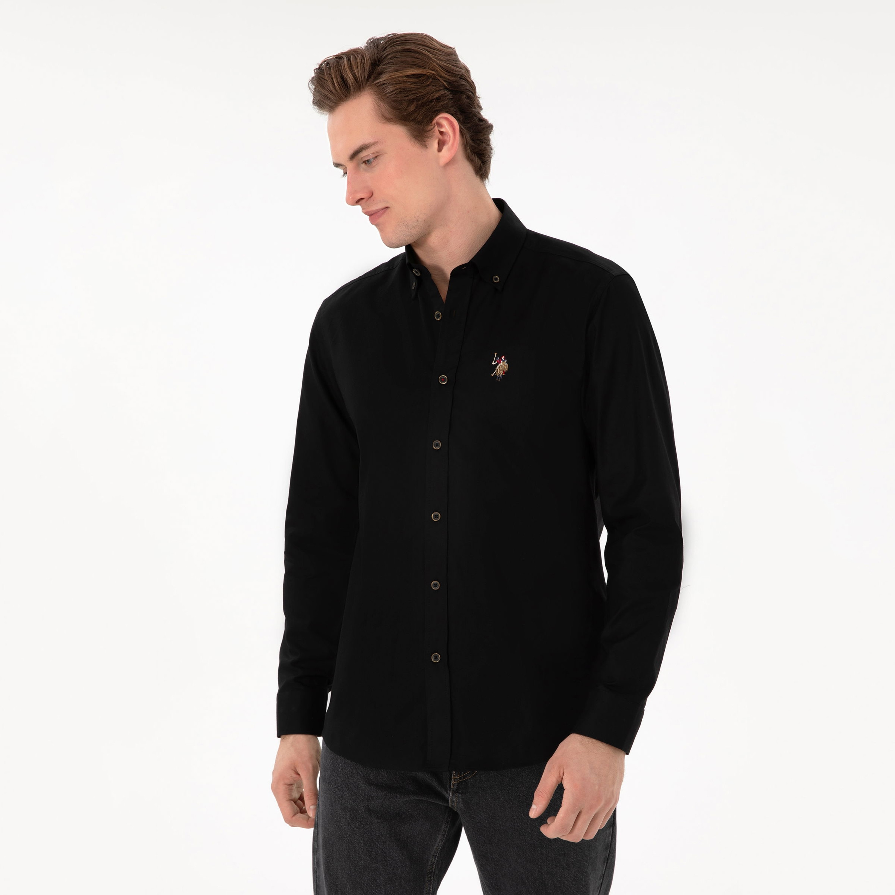 U.S. Polo Assn Regular Fit Plain Button-Down Collar Long Sleeves Men's Shirt-men-clothing-shirts-image-15
