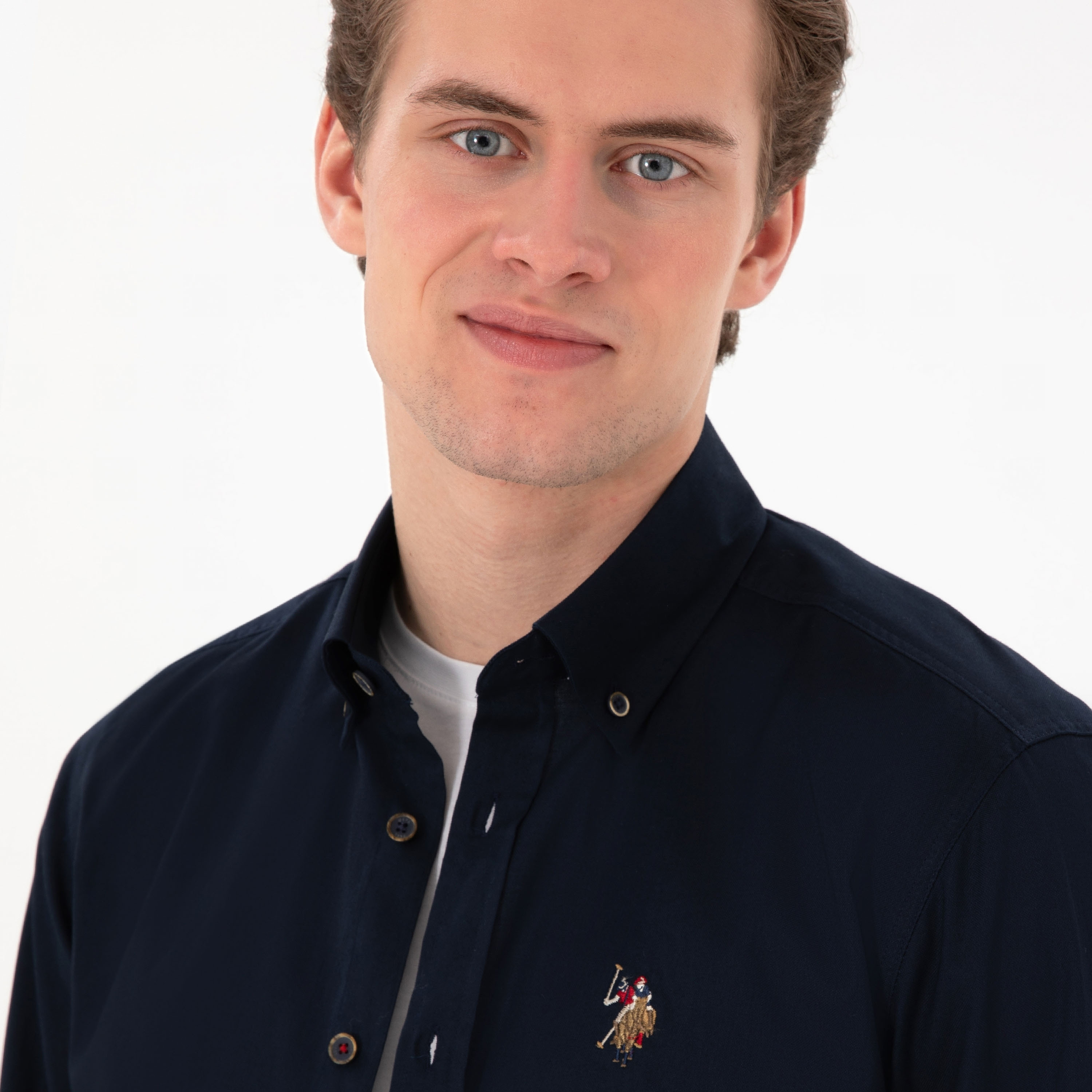 U.S. Polo Assn Regular Fit Plain Button-Down Collar Long Sleeves Men's Shirt-men-clothing-shirts-image-6