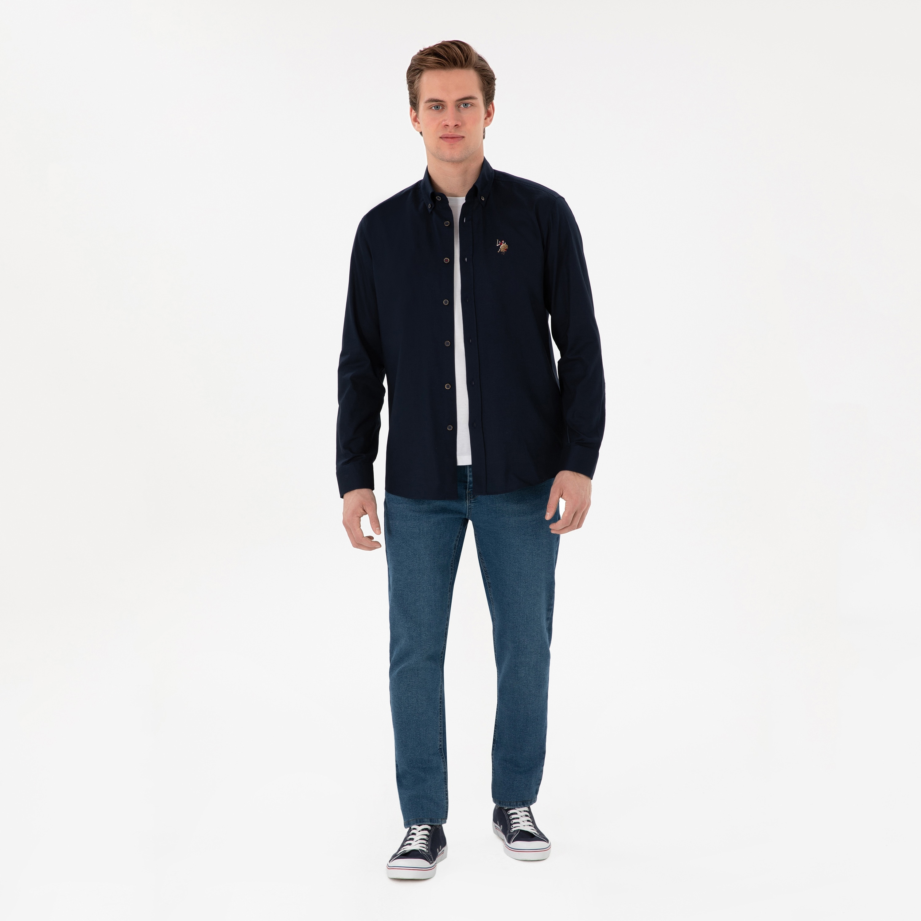 U.S. Polo Assn Regular Fit Plain Button-Down Collar Long Sleeves Men's Shirt-men-clothing-shirts-image-7