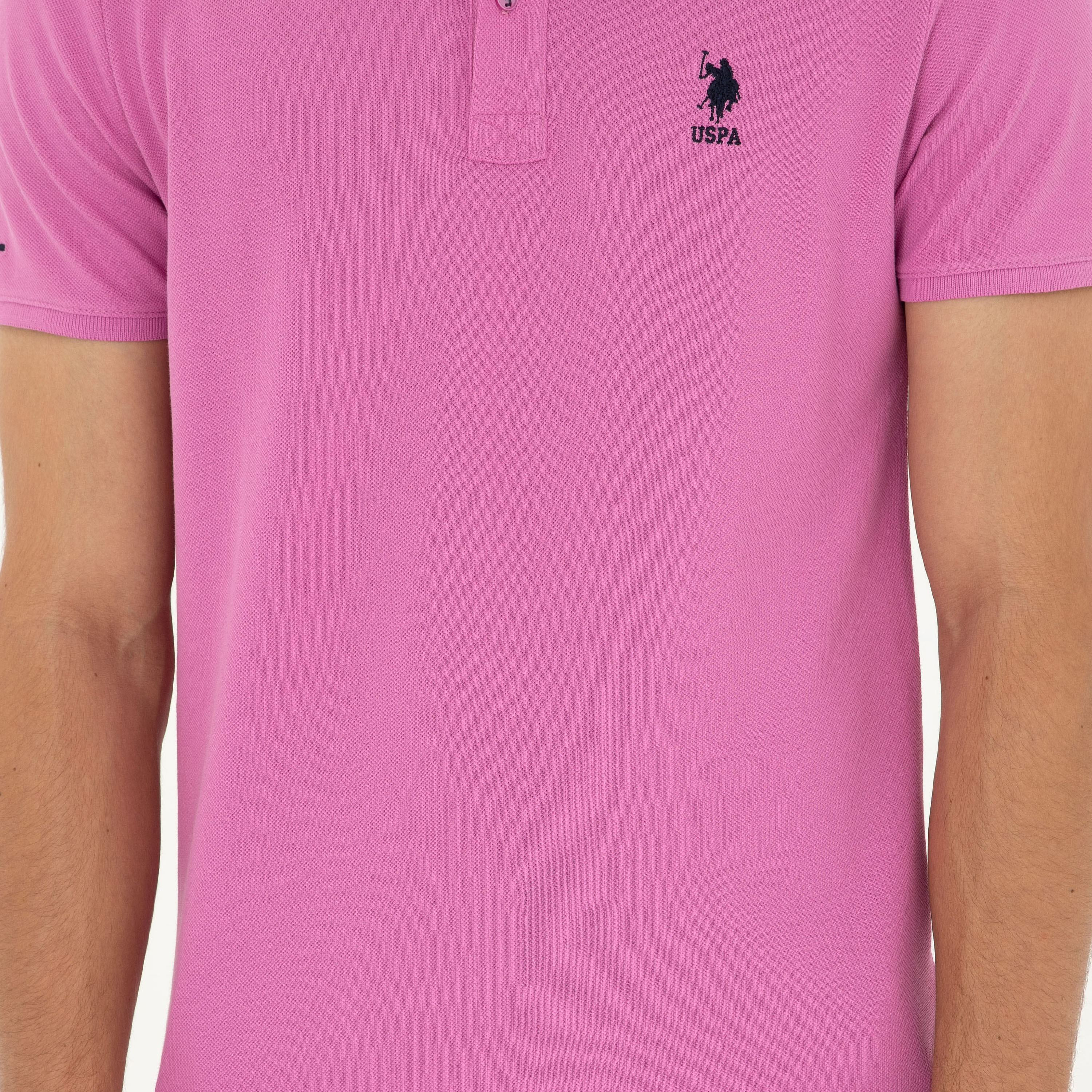 تي شيرت بولو رجالي، بقصة ضيقة وياقة سادة وأكمام قصيرة من يو إس بولو أسسن-men-clothing-tshirtsandpolos-polos-image-22