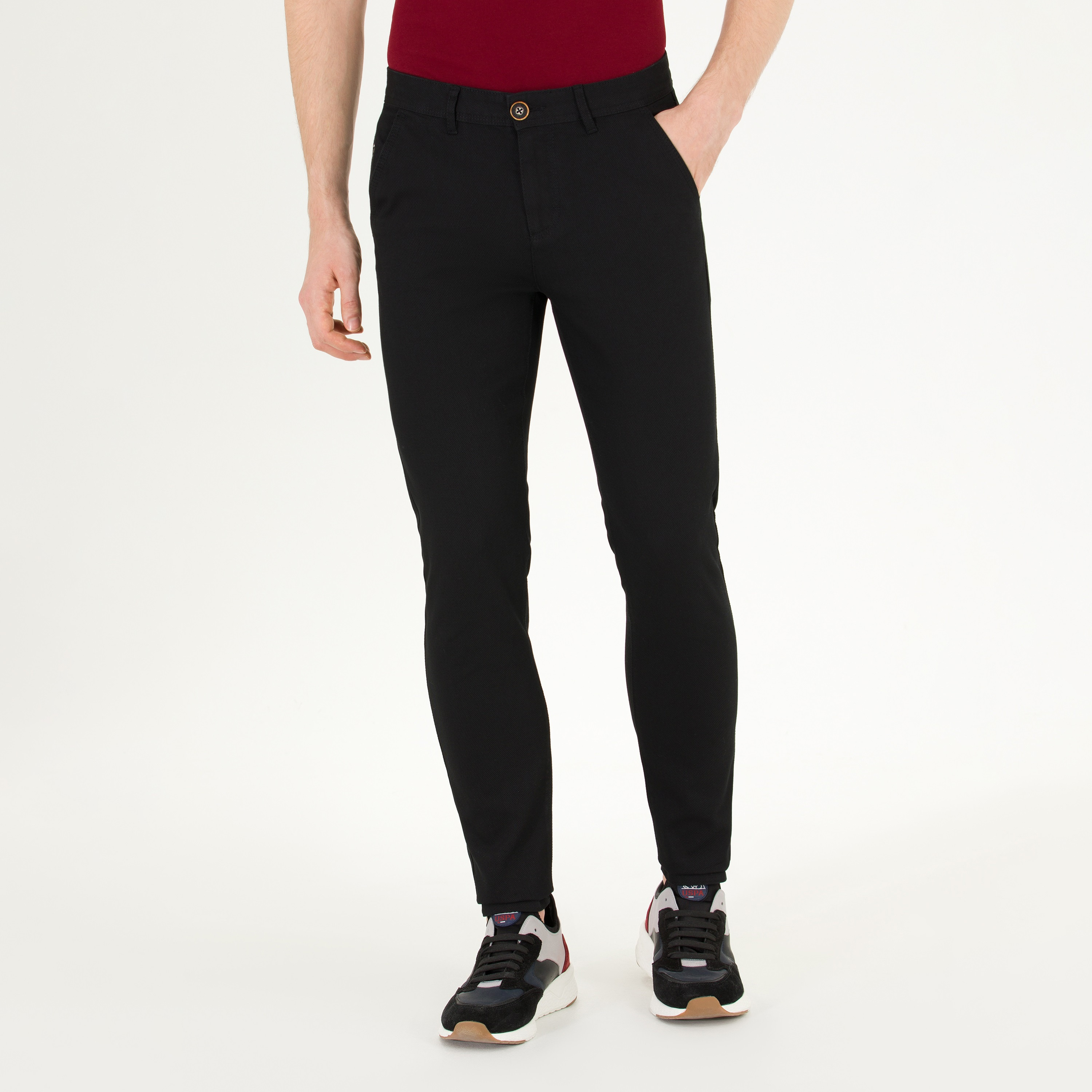  تشينوز من يو اس بولو اسن ذو منقوش بخصر متوسط مع مرتفع وجيب-men-clothing-bottoms-trousersandchinos-chinos-image-1