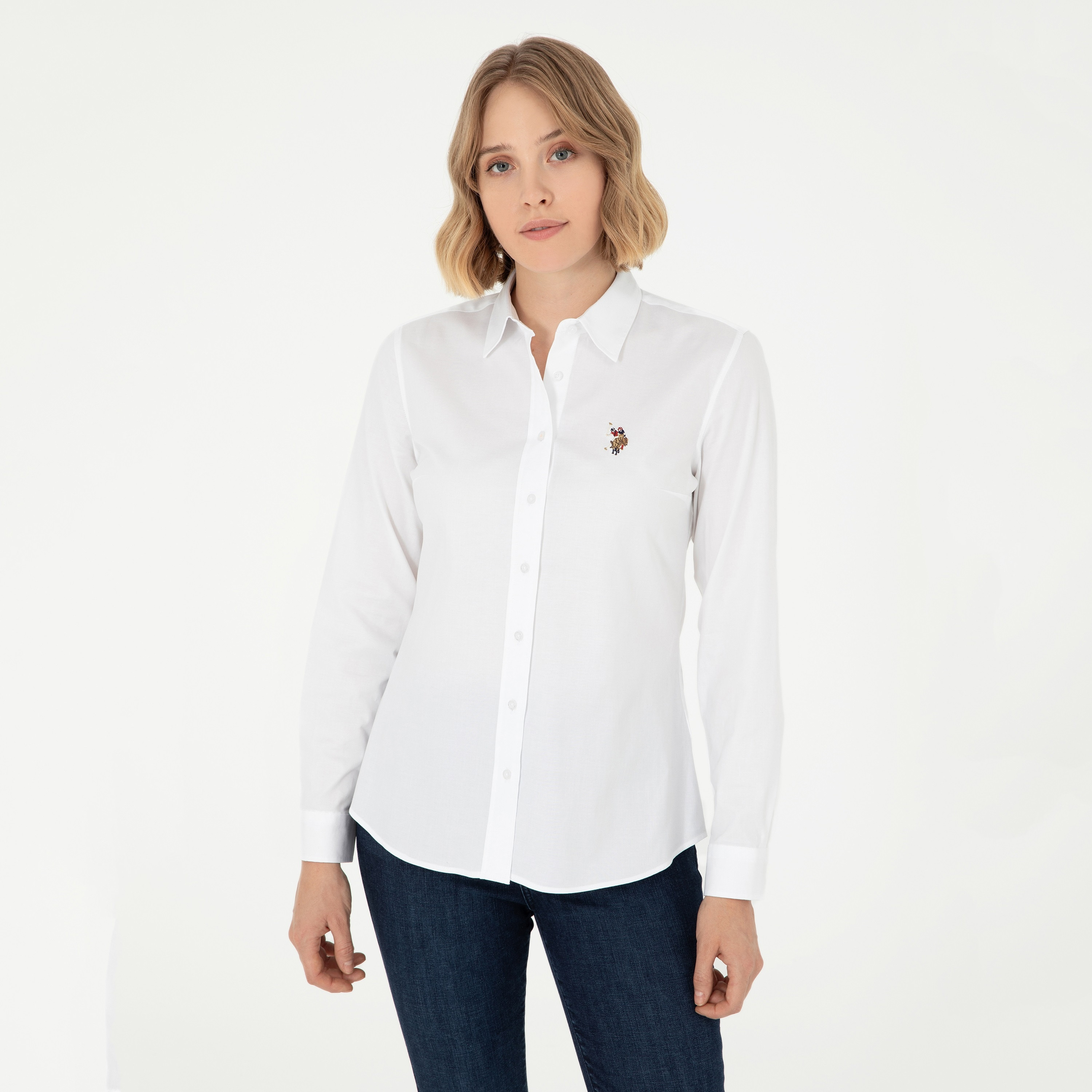 U.S. Polo Assn Slim Fit Plain Collared Long Sleeves Women's Shirt-women-clothing-shirtsandblouses-shirts-image-5