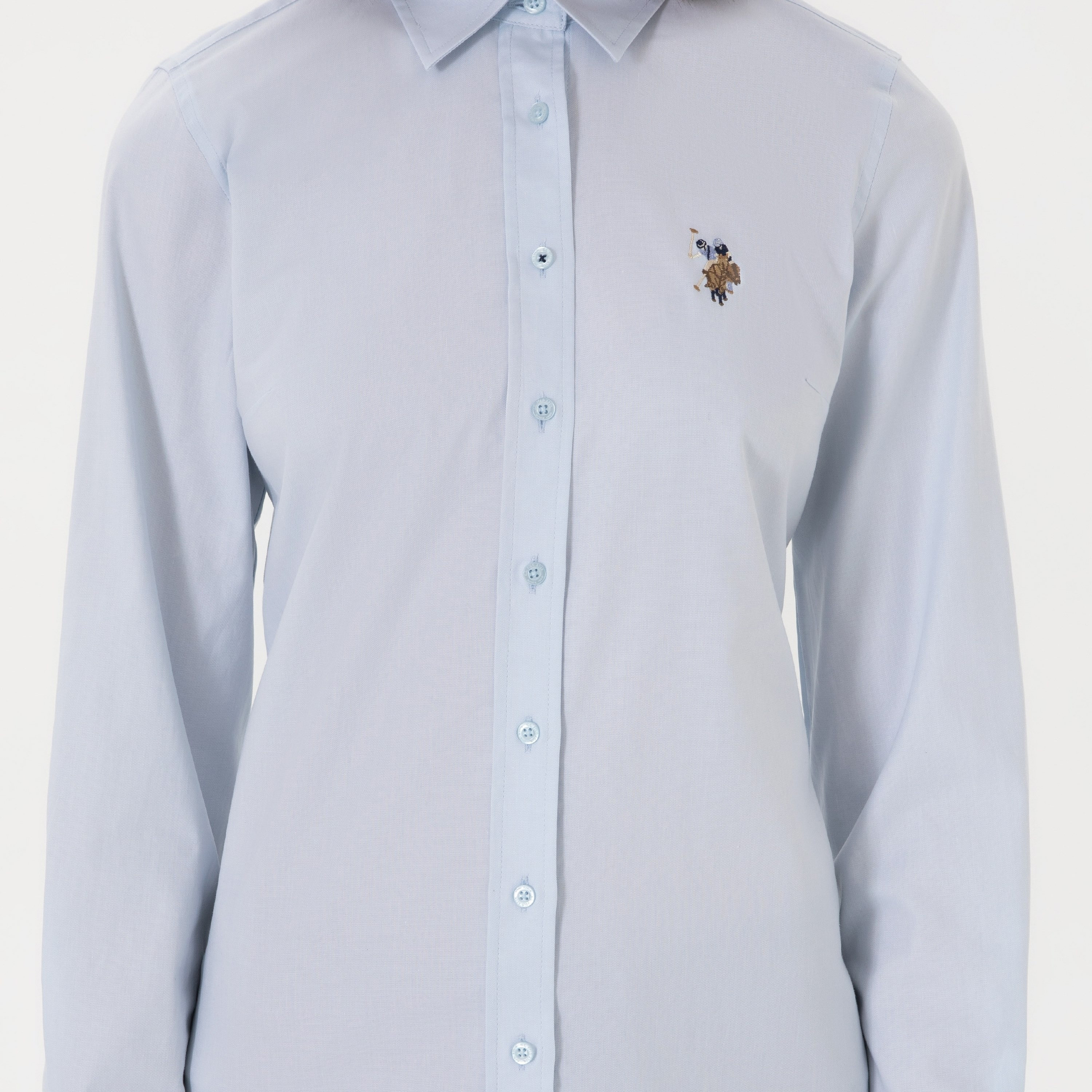 قميص بولو نسائي، بقصة ضيقة وياقة سادة وأكمام طويلة من يو إس بولو أسسن-women-clothing-shirtsandblouses-shirts-image-6