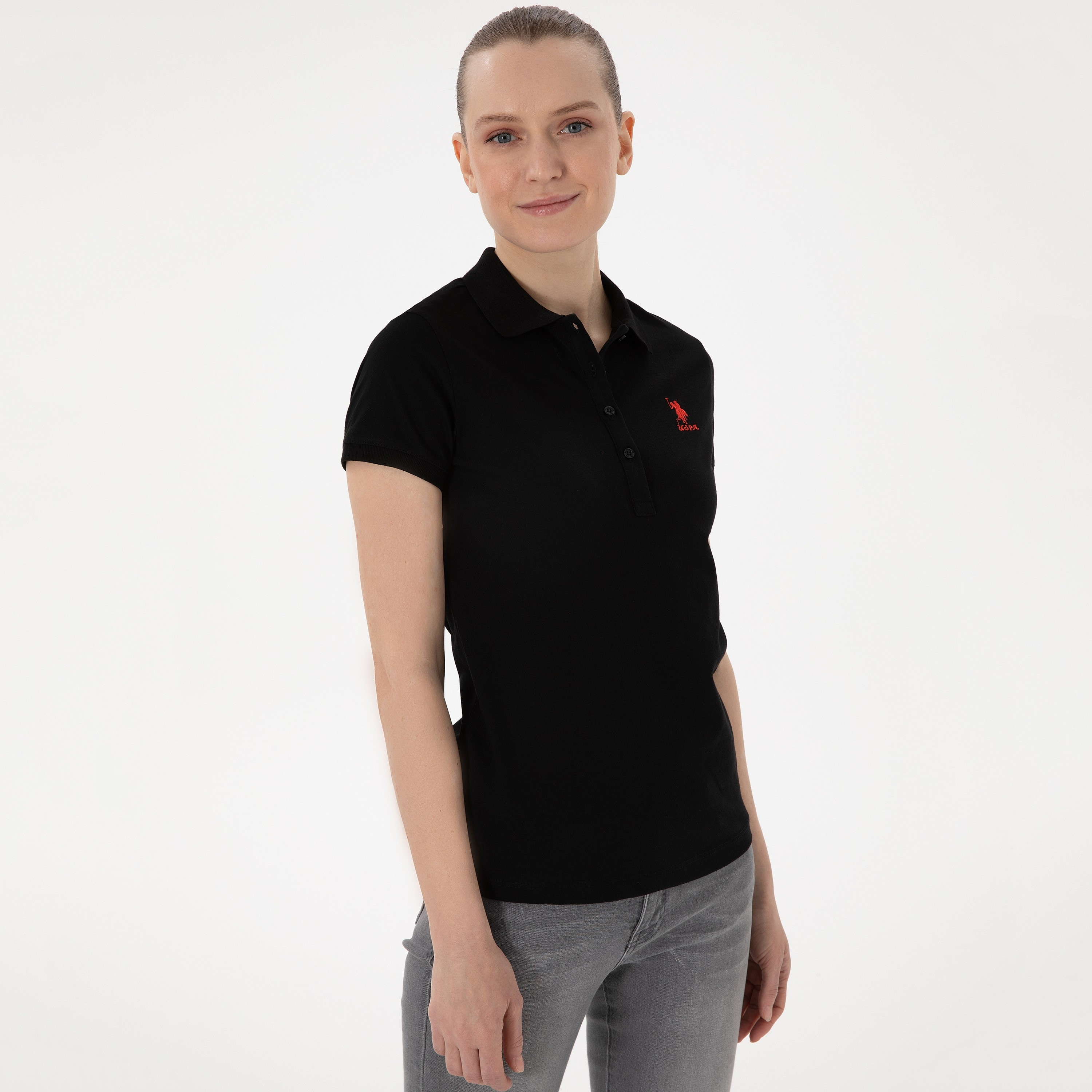 U.S. Polo Assn Plain Collared Short Sleeves Women's Polo T-Shirt-women-clothing-tshirts-image-5