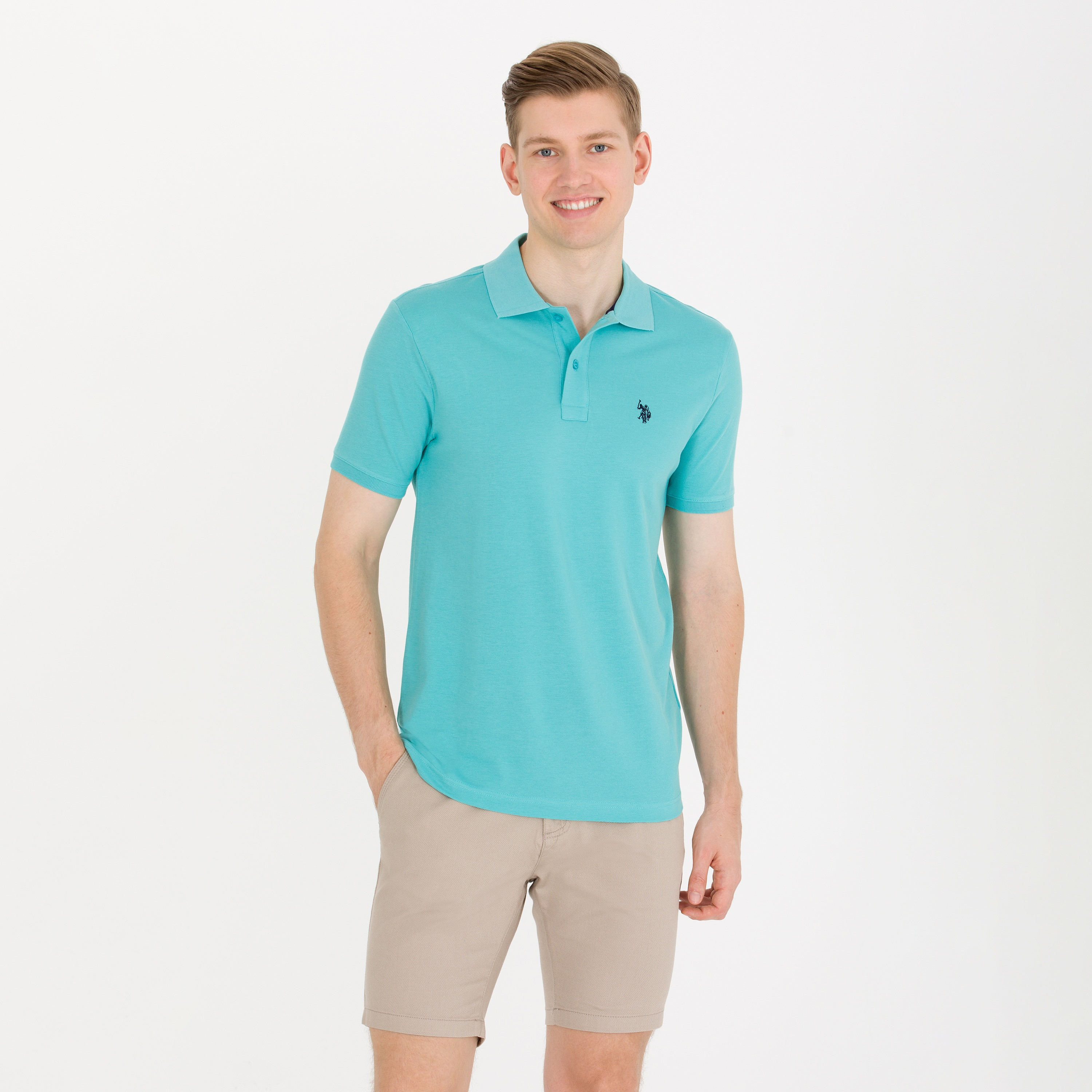 تي شيرت بولو بأكمام قصيرة وياقة بشعار مطرز من يو اس بولو اسن-men-clothing-tshirtsandpolos-polos-image-5
