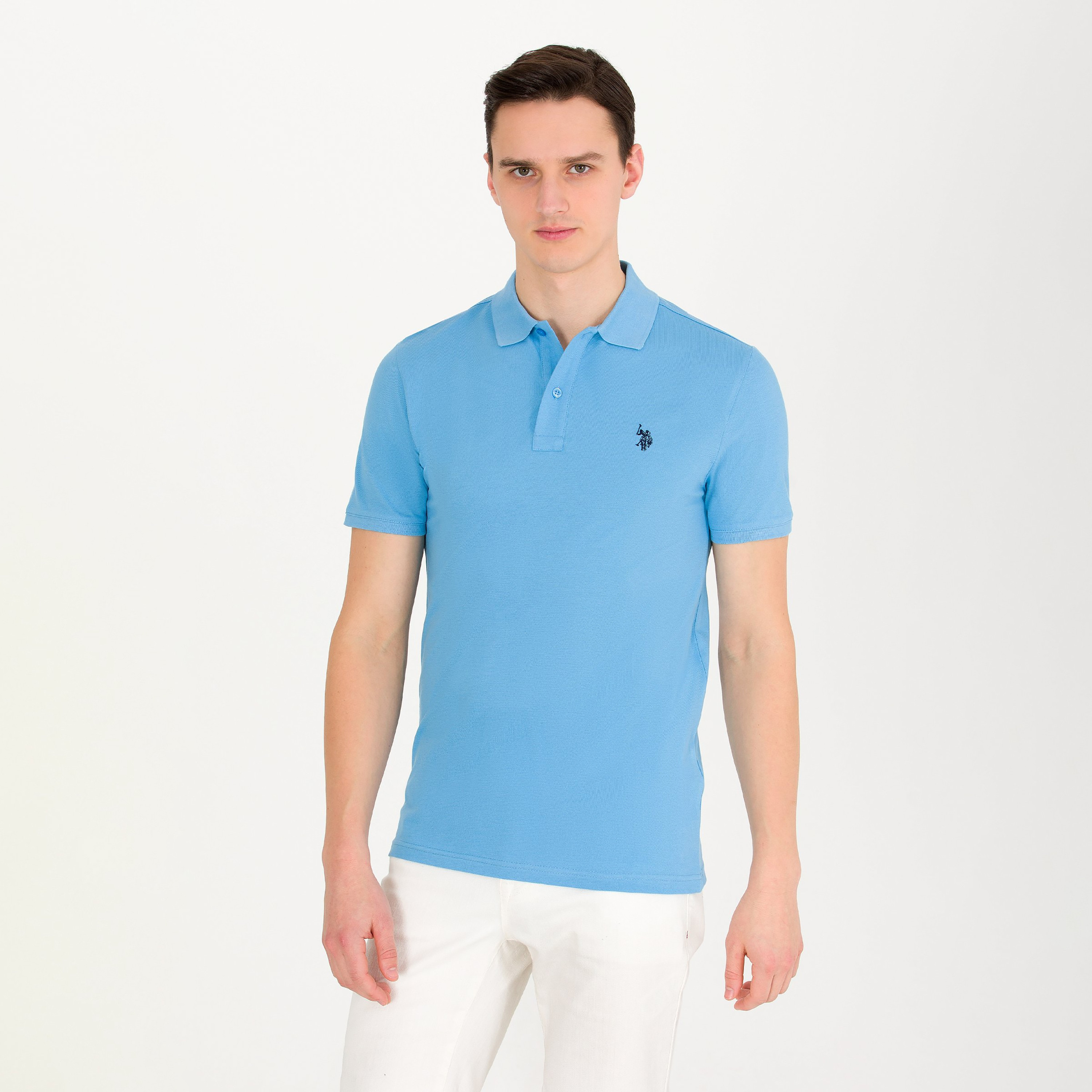 تي شيرت بولو بأكمام قصيرة وياقة بشعار مطرز من يو اس بولو اسن-men-clothing-tshirtsandpolos-polos-image-1